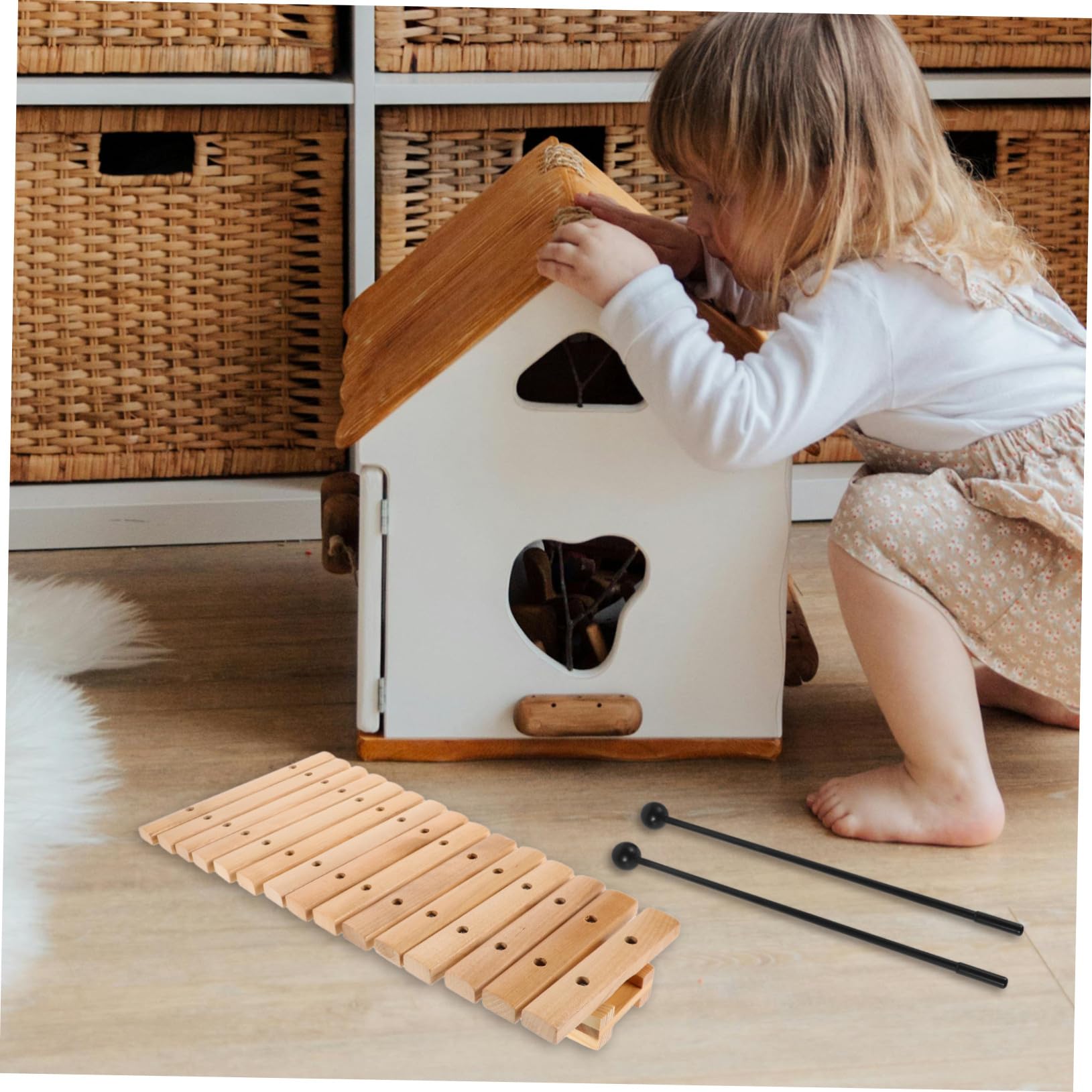 Xilofono Montessori in Legno 15 Note con Bacchette per Ragazzo Ragazza | Gioco Educativo per Asilo e Casa, Sviluppo Ritmico e Musicale, per Toddler