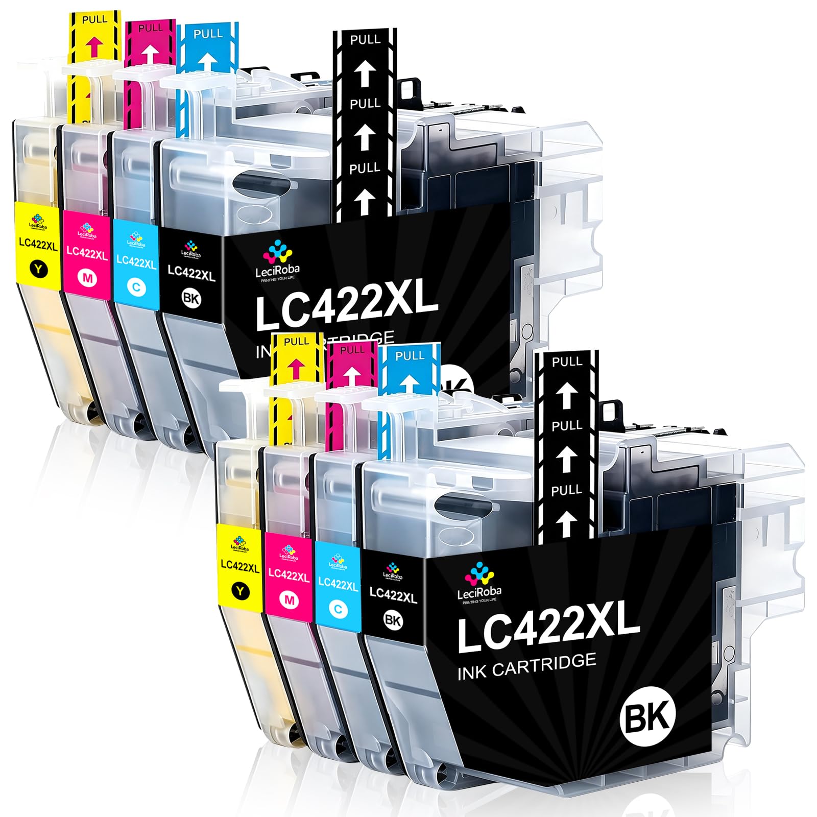 LeciRoba Multipack cartucce LC422XL compatibili Brother LC-422XLBK/XLC/XLM/XLY per stampanti MFC-J5340DW MFC-J5345DW MFC-J5740DW MFC-J6540DW MFC-J6940DW (Confezione da 8)