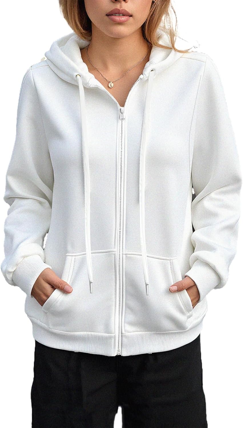 Womens Zip Up Hoodies Long Sleeve Hooded Sweatshirts Fall Fashion Clothes Casual Trendy Jacket