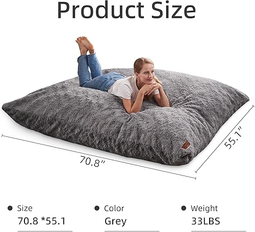 Miniatura 2 de HABUTWAY Puf 3 en 1, puf de espuma viscoelástica, puf convertible con funda lavable a máquina, puf gigante para adultos, color gris