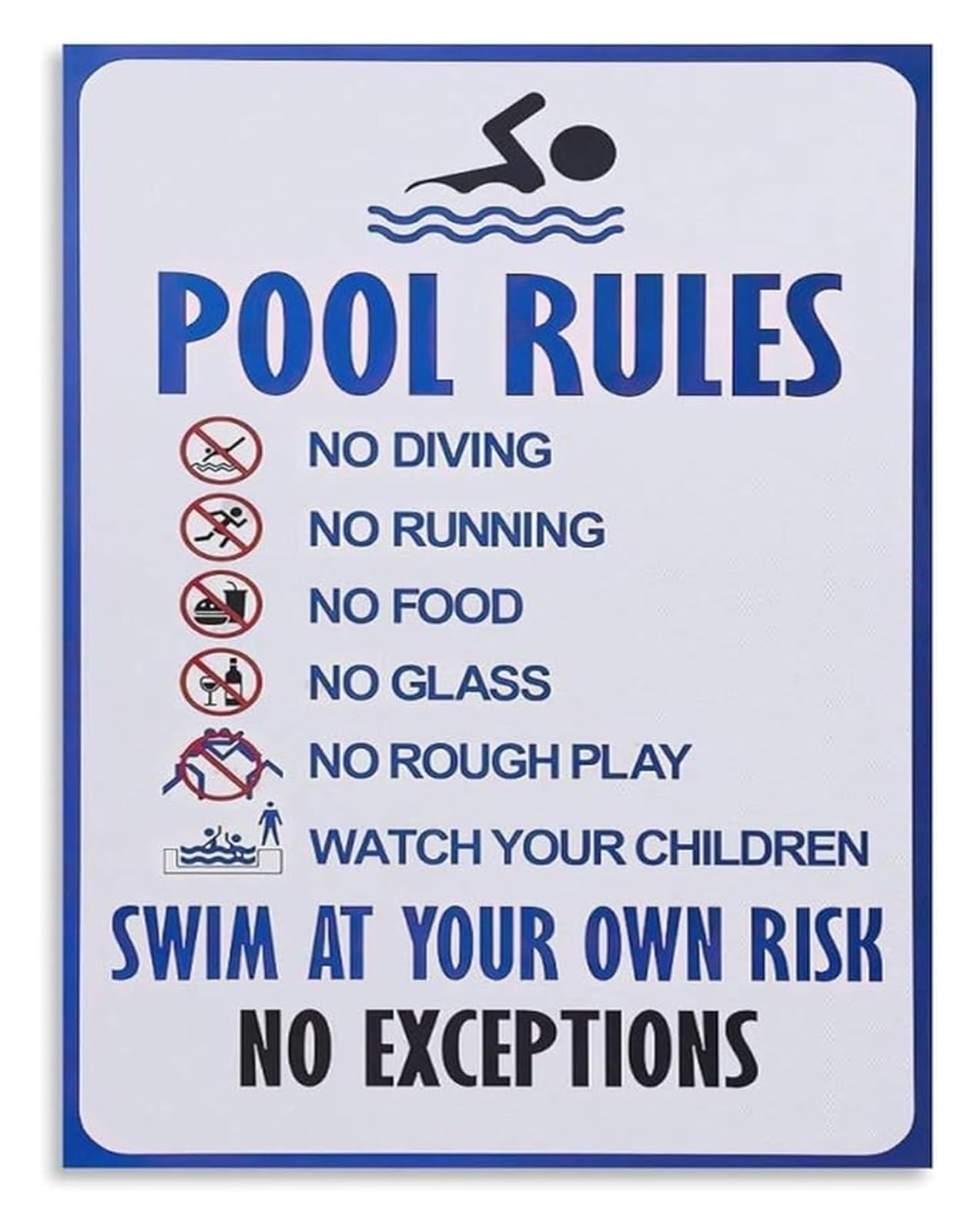 LLBOGRGGN Pool Rules Poster Canvas Wall-Art Vintage Style Instructions for Swimming Pool Beach Decor(Framed,16x24inch(40x60cm))