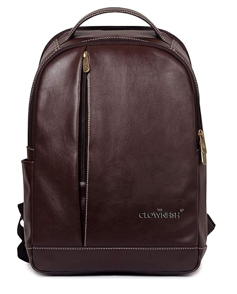 The Clownfish Faux Leather Laptop Backpack for Men and Women for 15.6 Inch Laptops