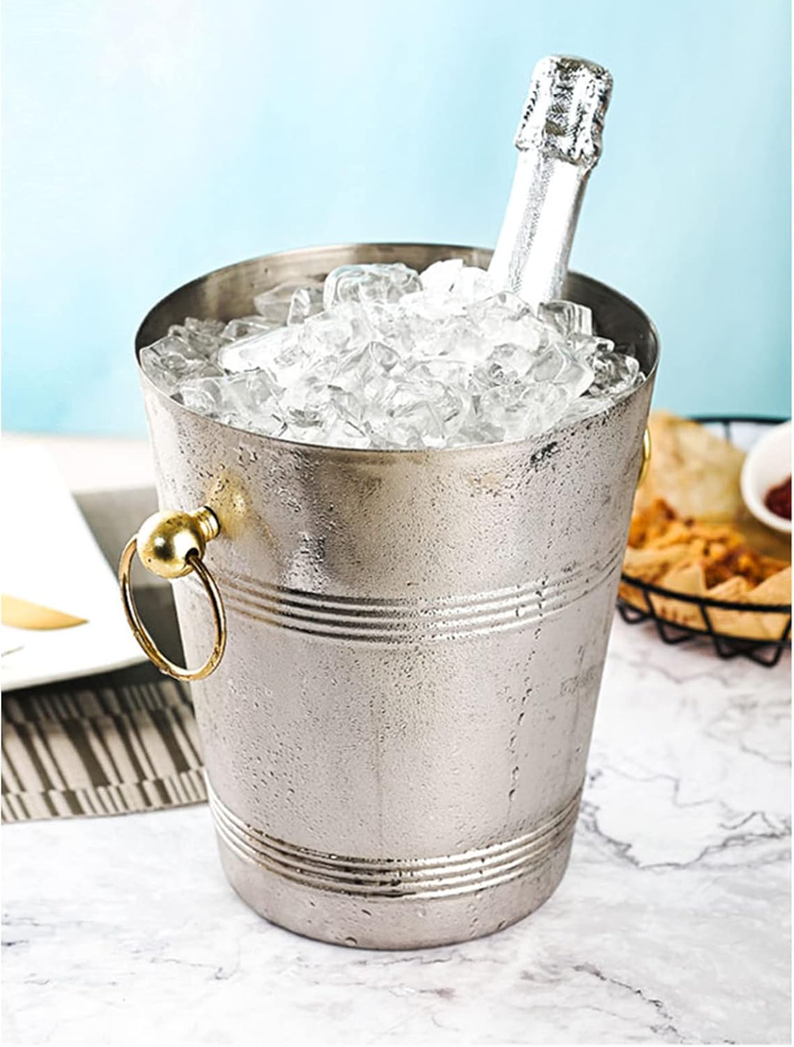 Ice Bucket Ice Bucket with Lid and Ice Tongs Stainless Steel Ice Bucket Bar Ice Bucket 3 5 7L Stainless Steel Ice Bucket Thick Tiger Head