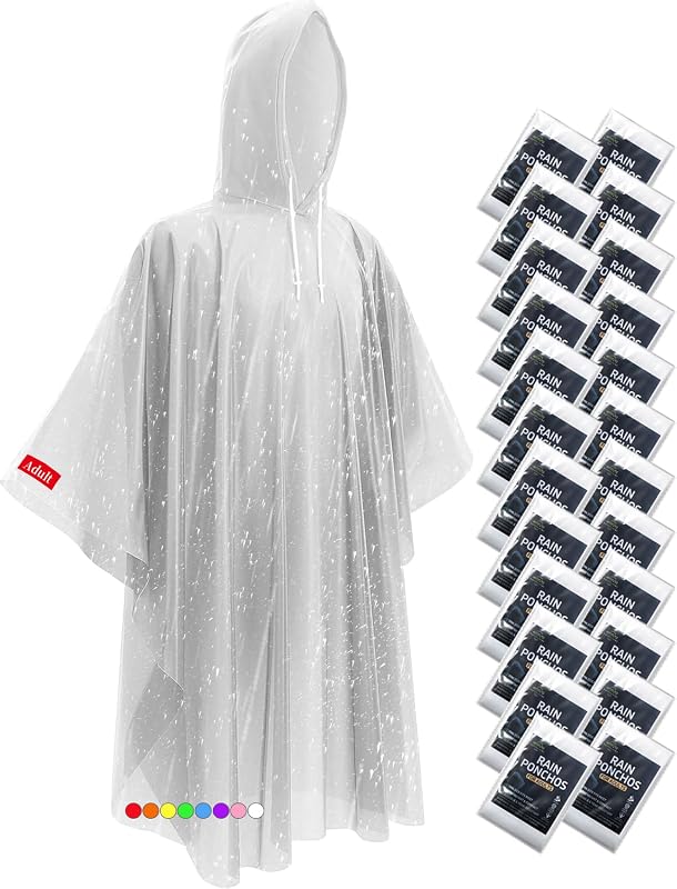 Hitituto Rain Ponchos for Adults - Extra Long Emergency Poncho with Hood, 6/12/24 Family Pack Raincoat, Home Survival Kits