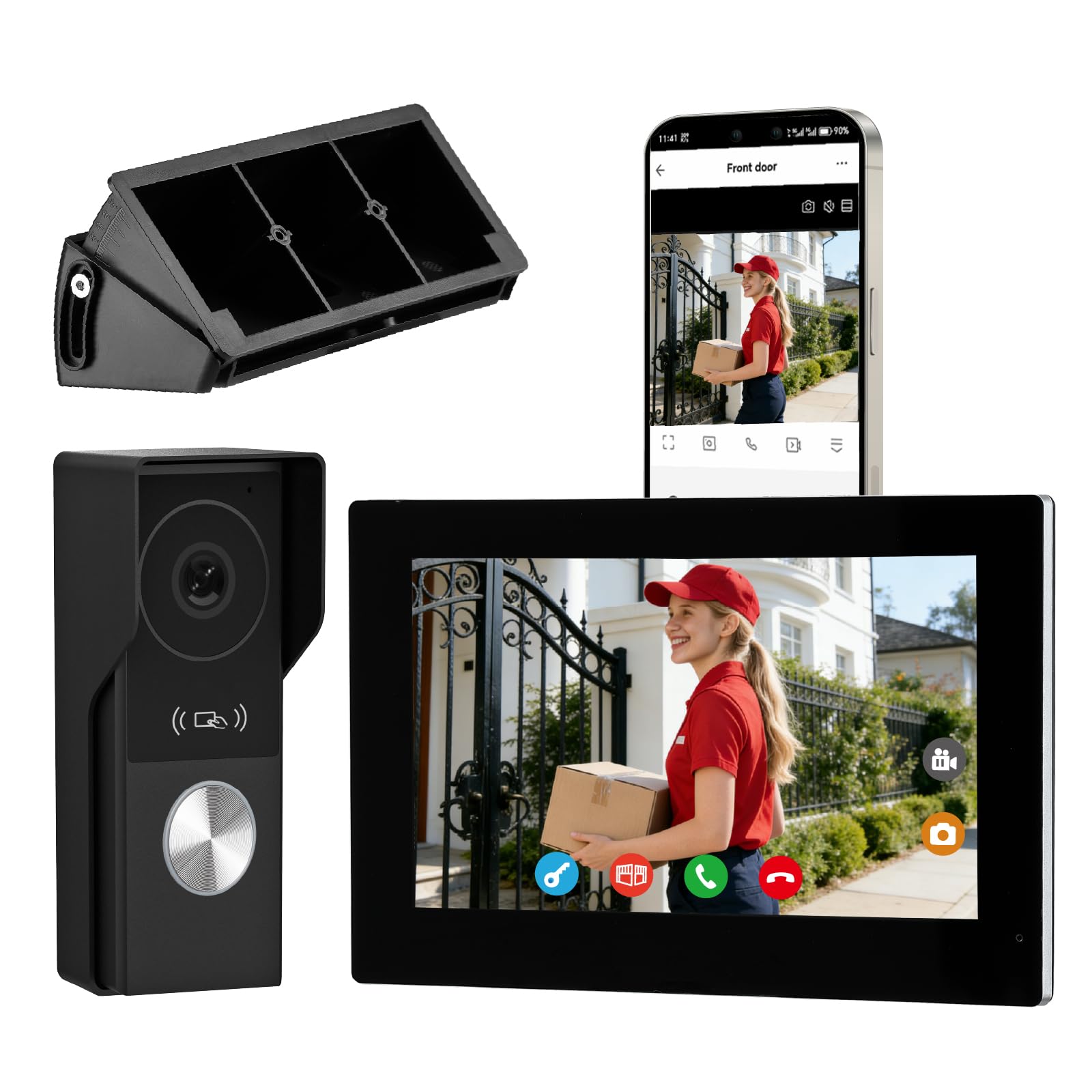 2-przewodowy system wideodomofonowy, kamera do drzwi wideo z monitorem, w pełni metalowa kamera 1080p, obsługa ekranu dotykowego 7 cali, dwukierunkowa rozmowa, nagrywanie wideo