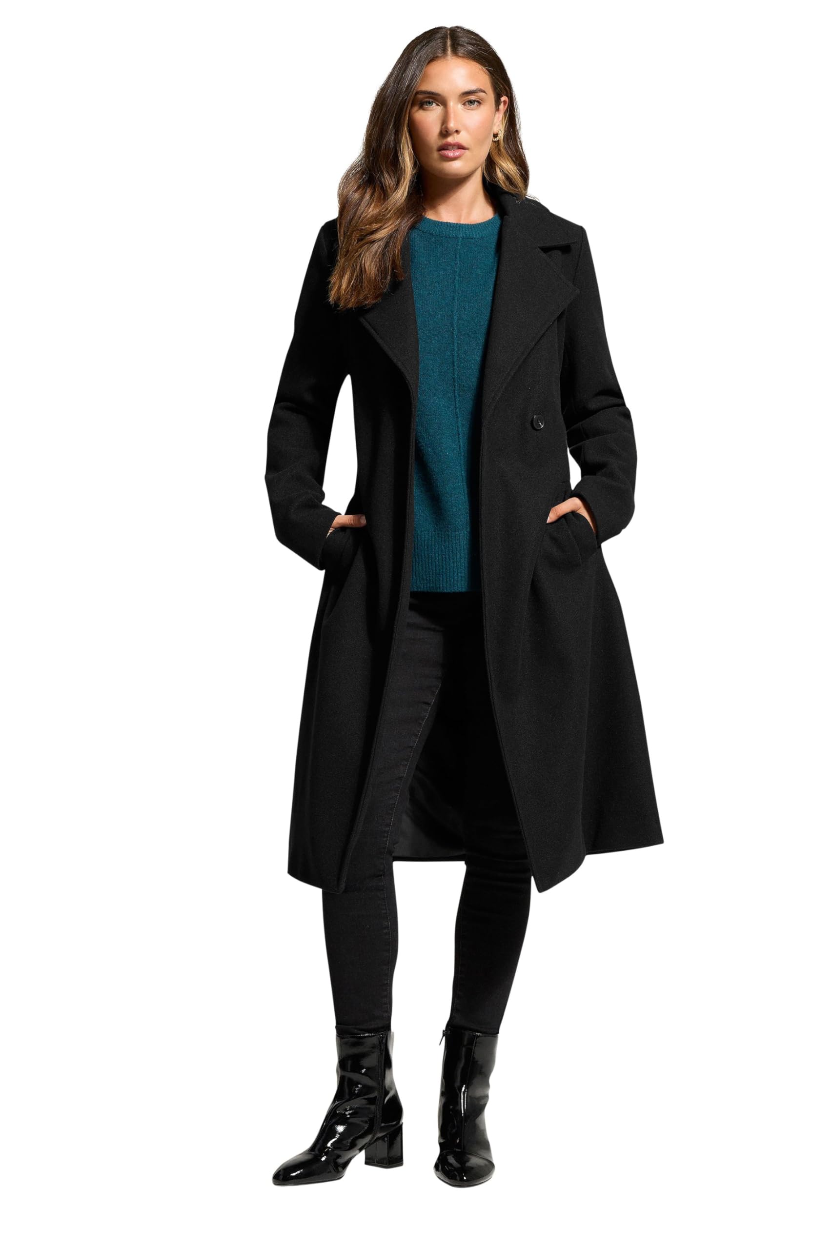Long Tall Sally - Lts Tall Formal Wrap Belted Midi Coat - Women's