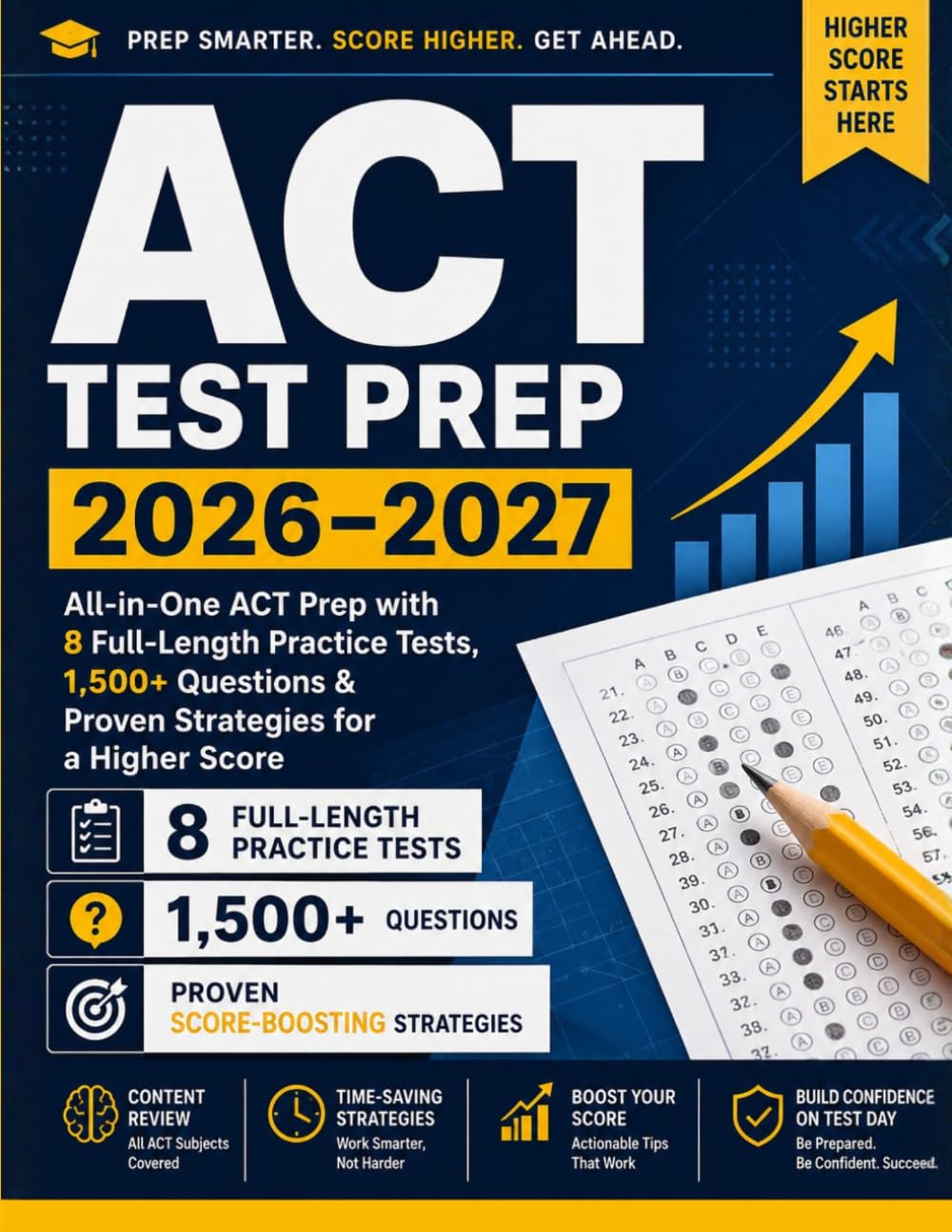 ACT Test Prep 2026–2027: All-in-One ACT Prep with 8 Full-Length Practice Tests, 1,500+ Questions & Proven Strategies for a Higher Score