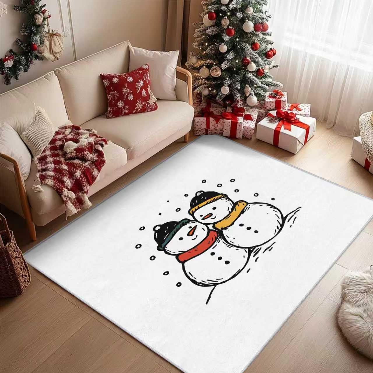 Tapis bonhomme de neige antidérapant lavable en machine grand format 180x240