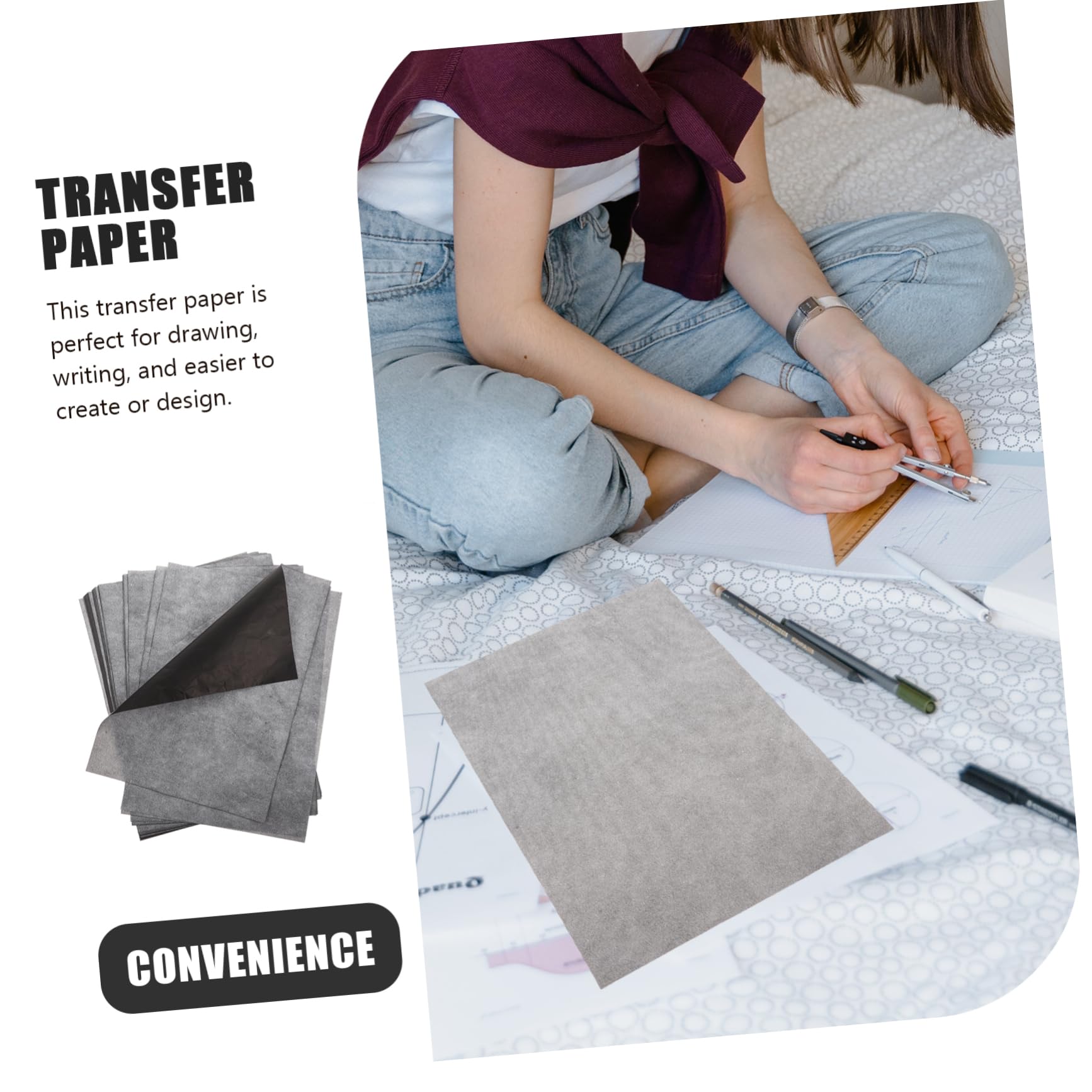 ARTIBETTER 4 Ensembles Papier De Transfert Graphite Noir Papier De Copie Carbon Pour Tracé Dessins Sur Durable Et Facile À Utiliser 100 Feuilles*4