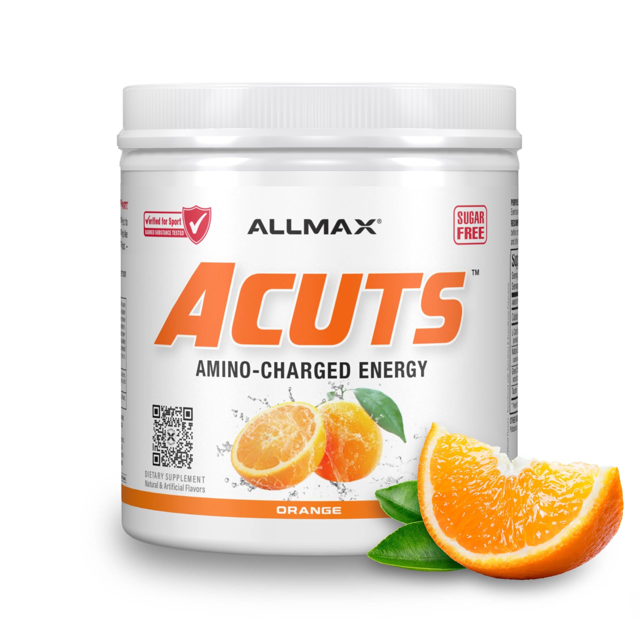 ALLMAX ACUTS Amino Energy Powder, 30 Servings, Orange Orange 7.4 Ounce (Pack of 1)