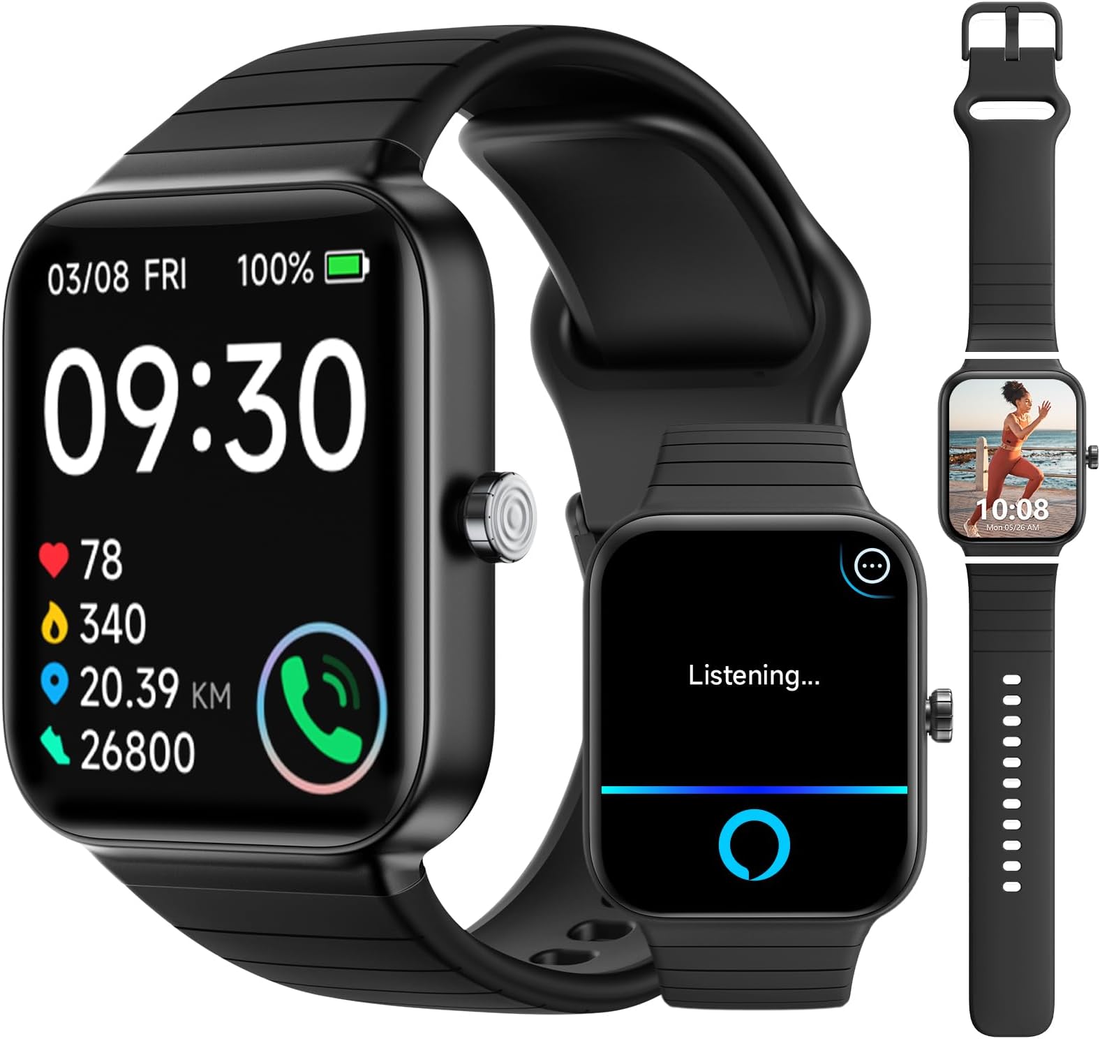 Smart Watches for Women Men (Answer/Make Calls) Compatible iOS Android Phones, 1.8" HD Screen Fitness Tracker Smartwatches Heart Rate SpO2/Sleep/Stress Monitor 110+ Sports Tracker Watch Waterproof