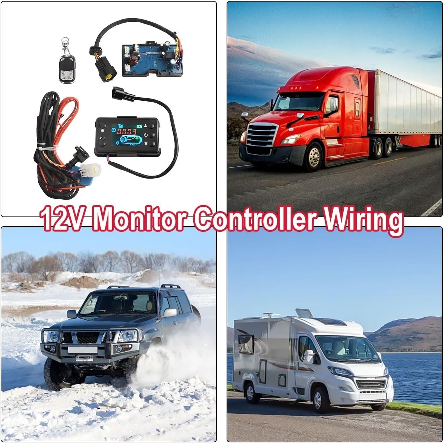 LCD Digital Air Heater Control Board with Remote Control Switch for 12V 24V Diesel Vehicle Temperature Controller System Monitor Display Panel