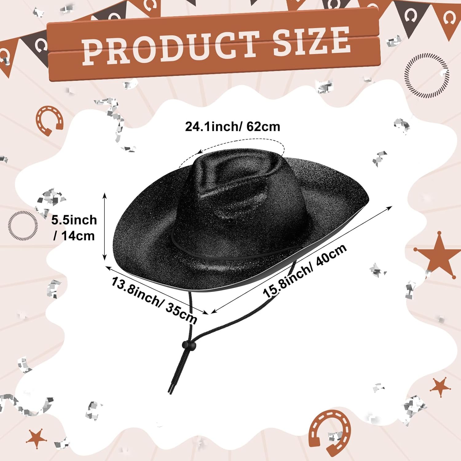 Shyyween 12Pcs Western Cowgirl Hats Bulk 2026 Sparkly Cowboy Hats Plastic Neon Glitter Cowboy Party Hat for Adults Men Women