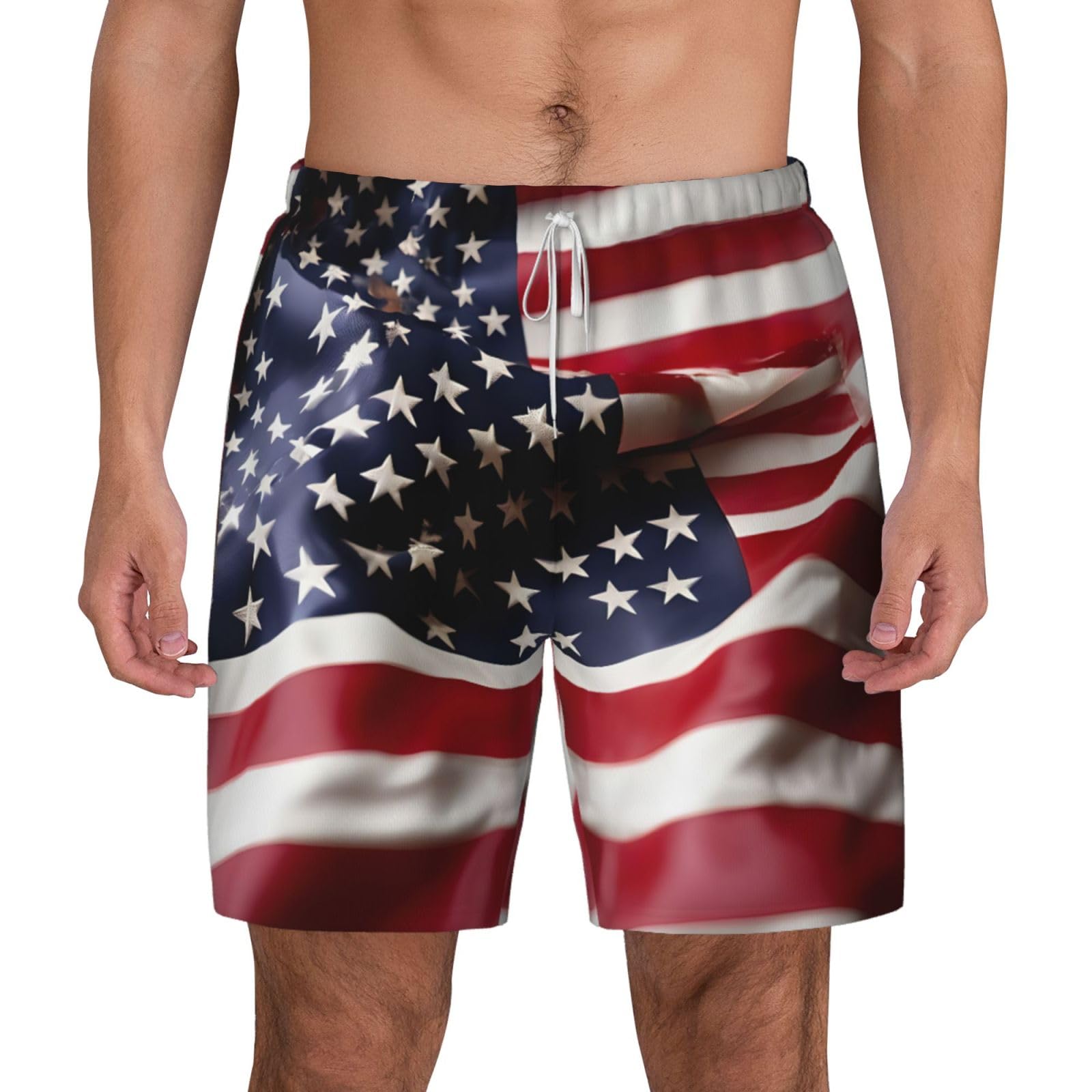 Pantalones cortos de natación ligeros bañador transpirable bandera americana secado rápido 8