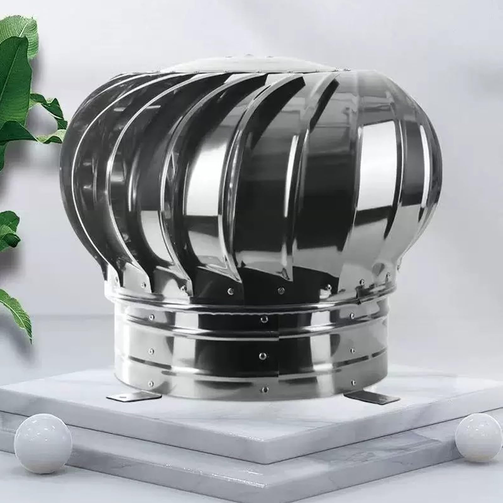 Non Power Roof Ventilator Rotating Vent Cap, Turbines Ventilator, Exhaust Covers, 304 Stainless Steel, for Residential Buildings Farm Chimney Tops(450mm/18in)