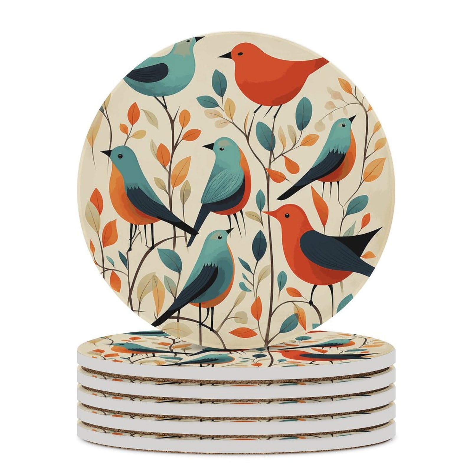 Dessous de verre pour bar et fête lot de 6 céramique ronde