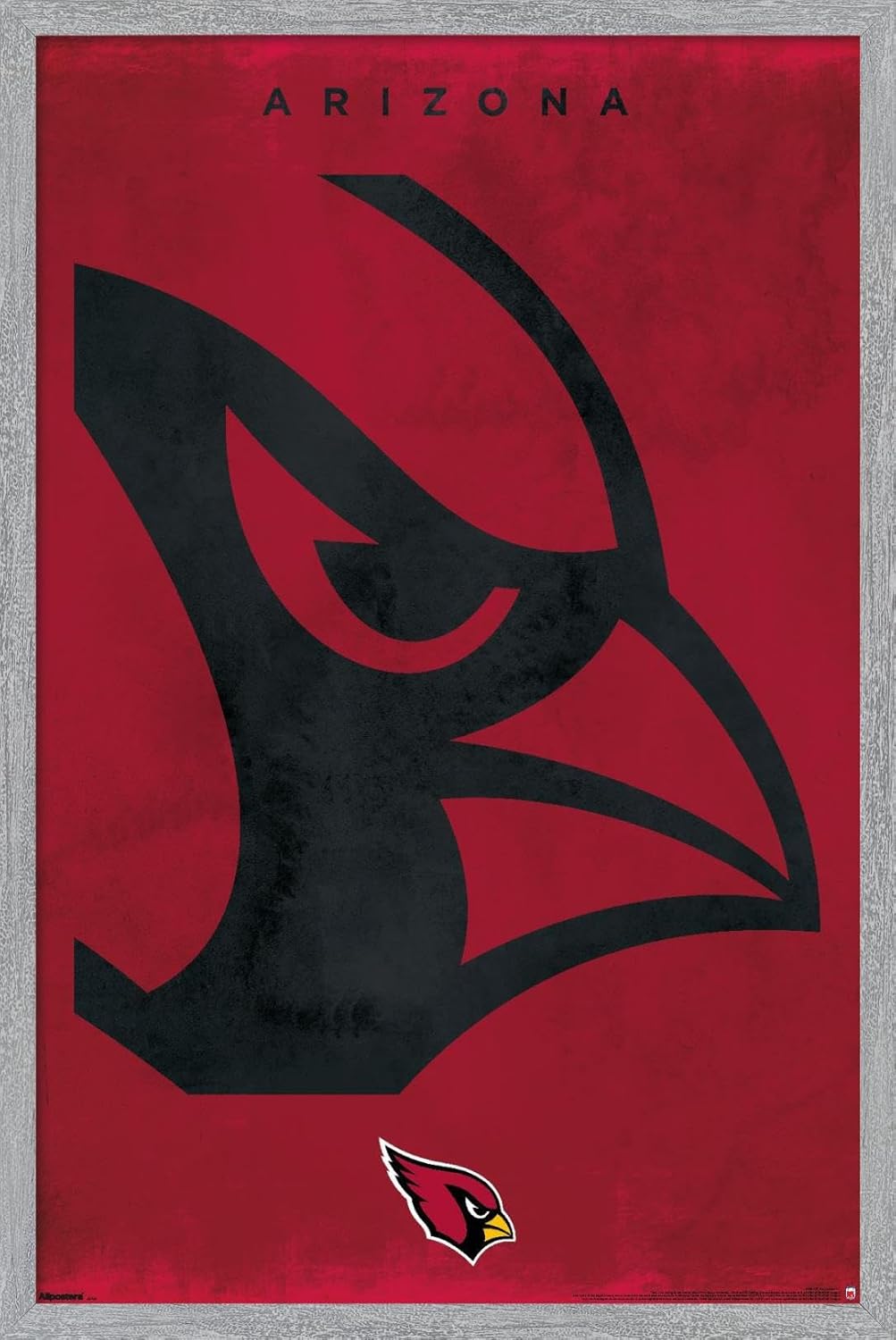NFL Arizona Cardinals - Logo 25 Wall Poster, 34L" x 22.4W", Gray Framed Version