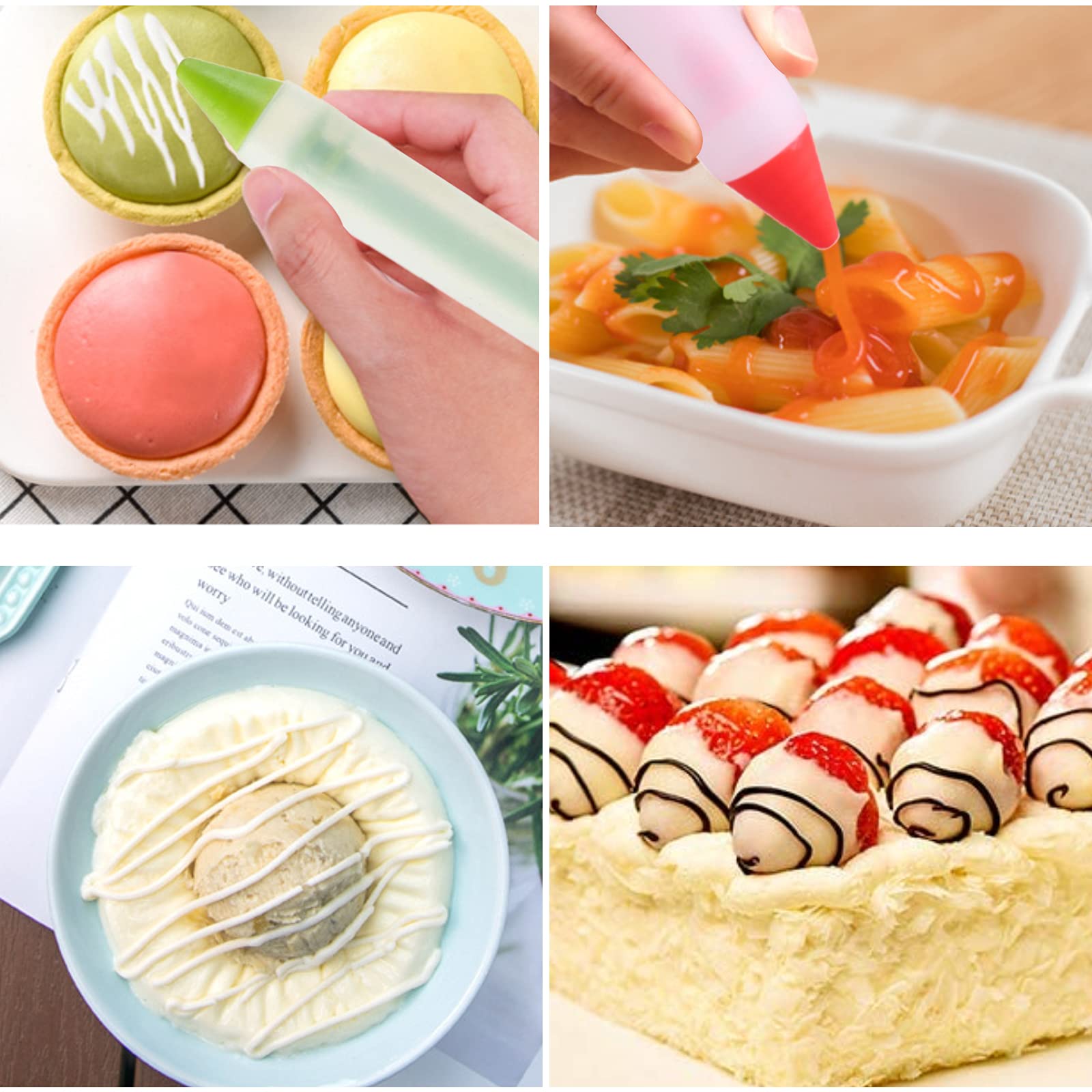 Penne Per Decorazione Torte - Set Da 2 Penne Con Punta Fine Per Scrivere Su Glassa, Fondente E Biscotti