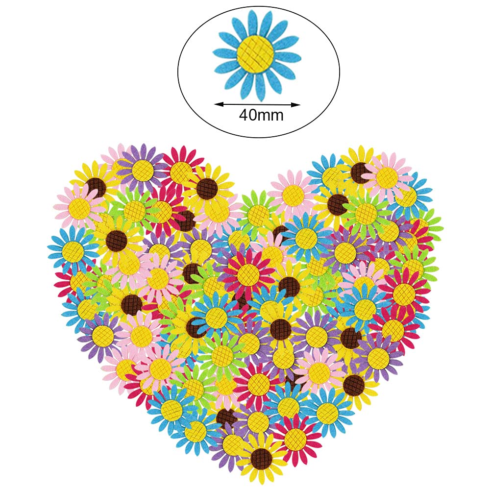 Niaciswe Vilten bloemen, 150 stuks, kleurrijke vilten bloemen, om te knutselen, decoratie van vilt, kunstbloemen voor scrapbooking, knutselen, 6 kleuren