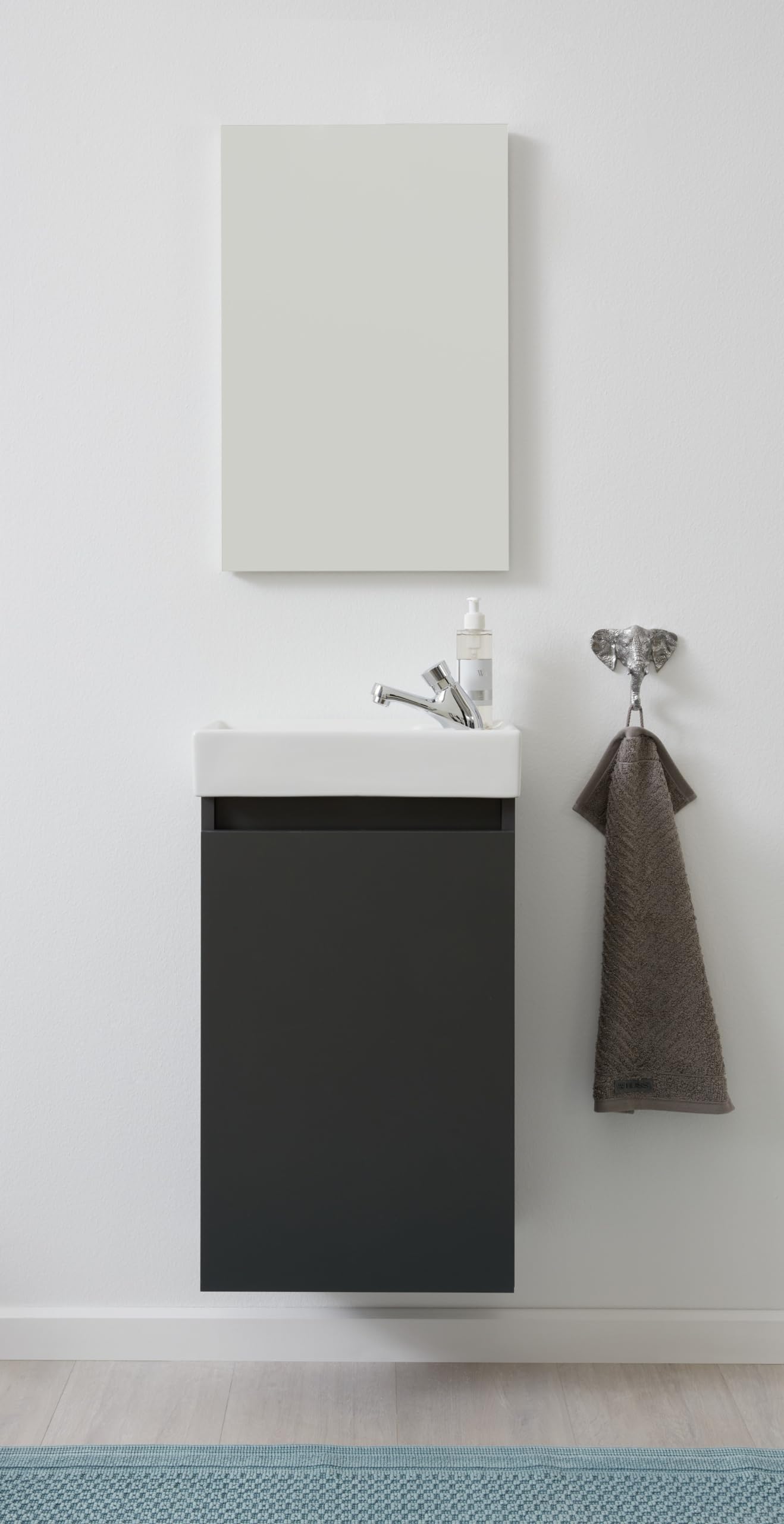 trendteam smart living - Champ - kompaktes Badmöbel-Set (WBU + Waschbecken + Spiegel) - Grau - (BxHxT) 40 x 60 x 21/39 x 60 x 2 cm - Kratzfest