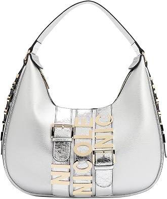 Nicole Lee Large Shoulder Bag, Vegan Leather, Croc Accent Design