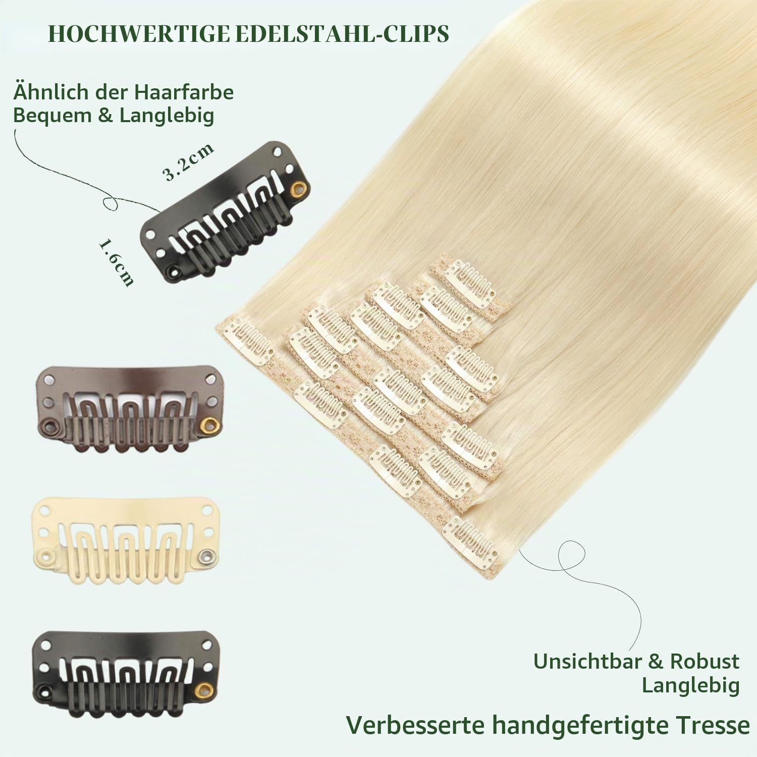 clip in extensions echthaar Blondiertes Gold 7pcs 60cm 120g Echthaar extensions clip Nahtlose Echthaar Clip-In Volumen Damen