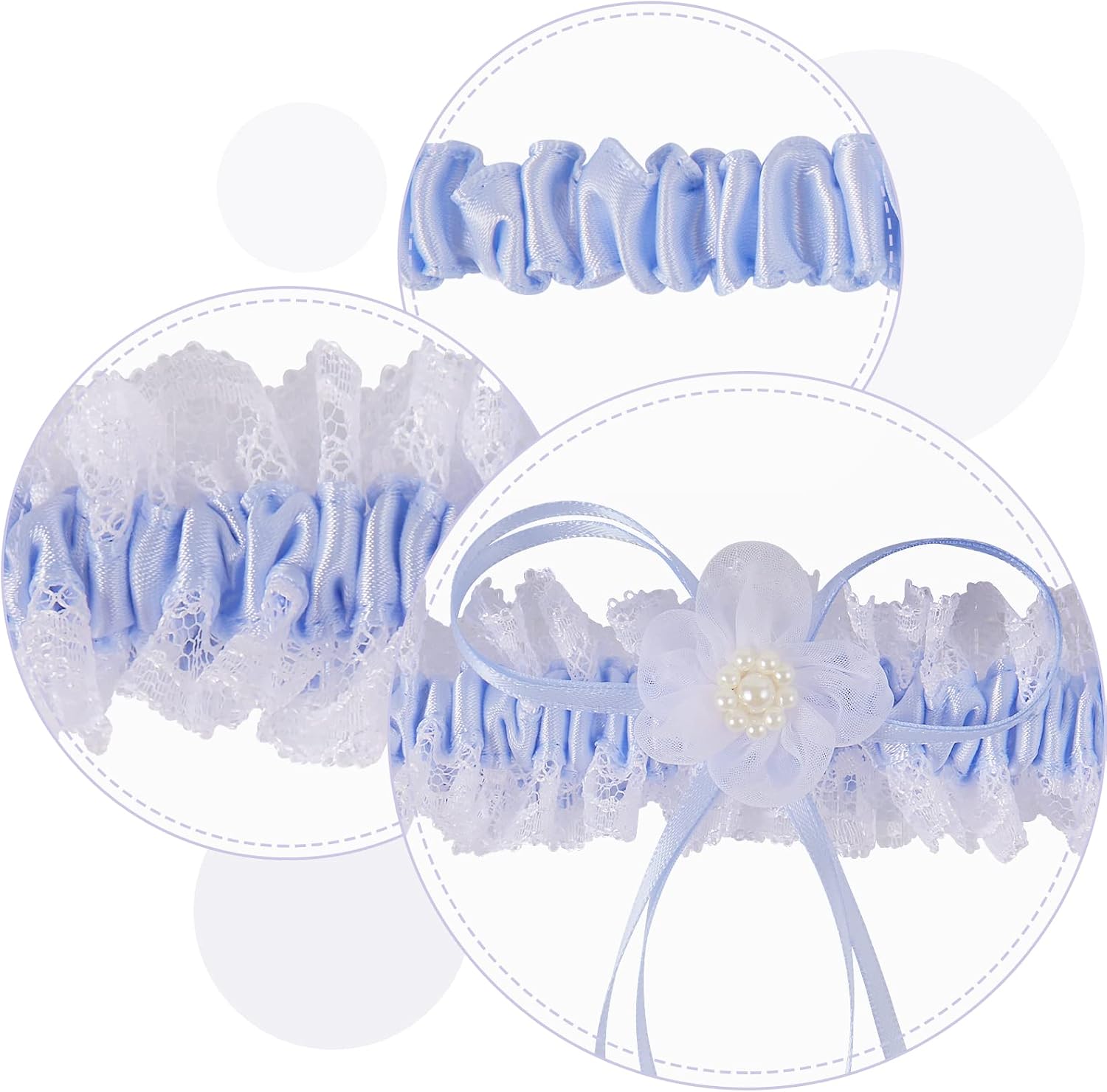 Plus Size Wedding Garters for Bride with Elastic Band, Something Blue Lace Belts Bridal Garter Set for Bride on Wedding