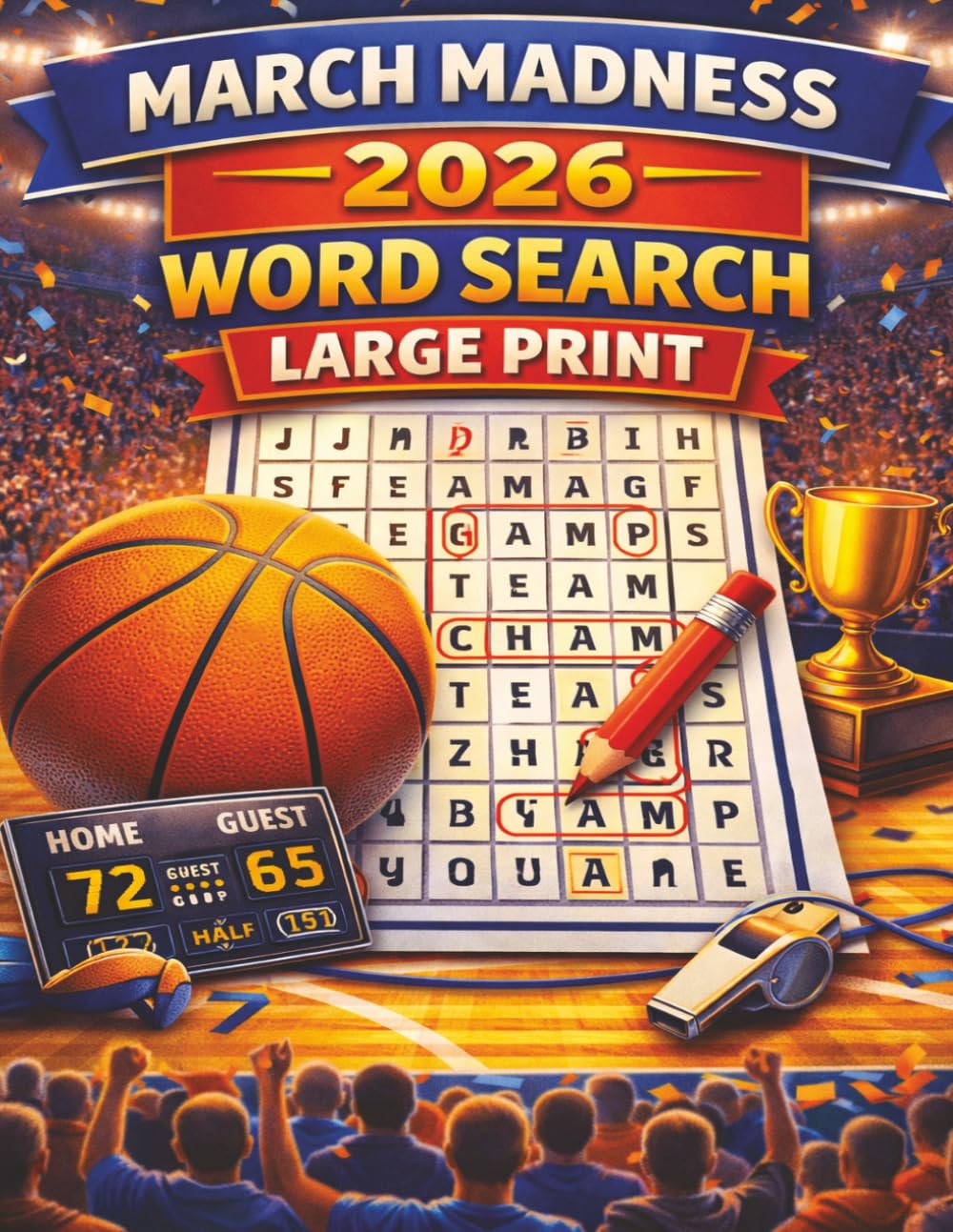 March Madness 2026 Large Print: Basketball Word Search Puzzle, Word Search for Adults