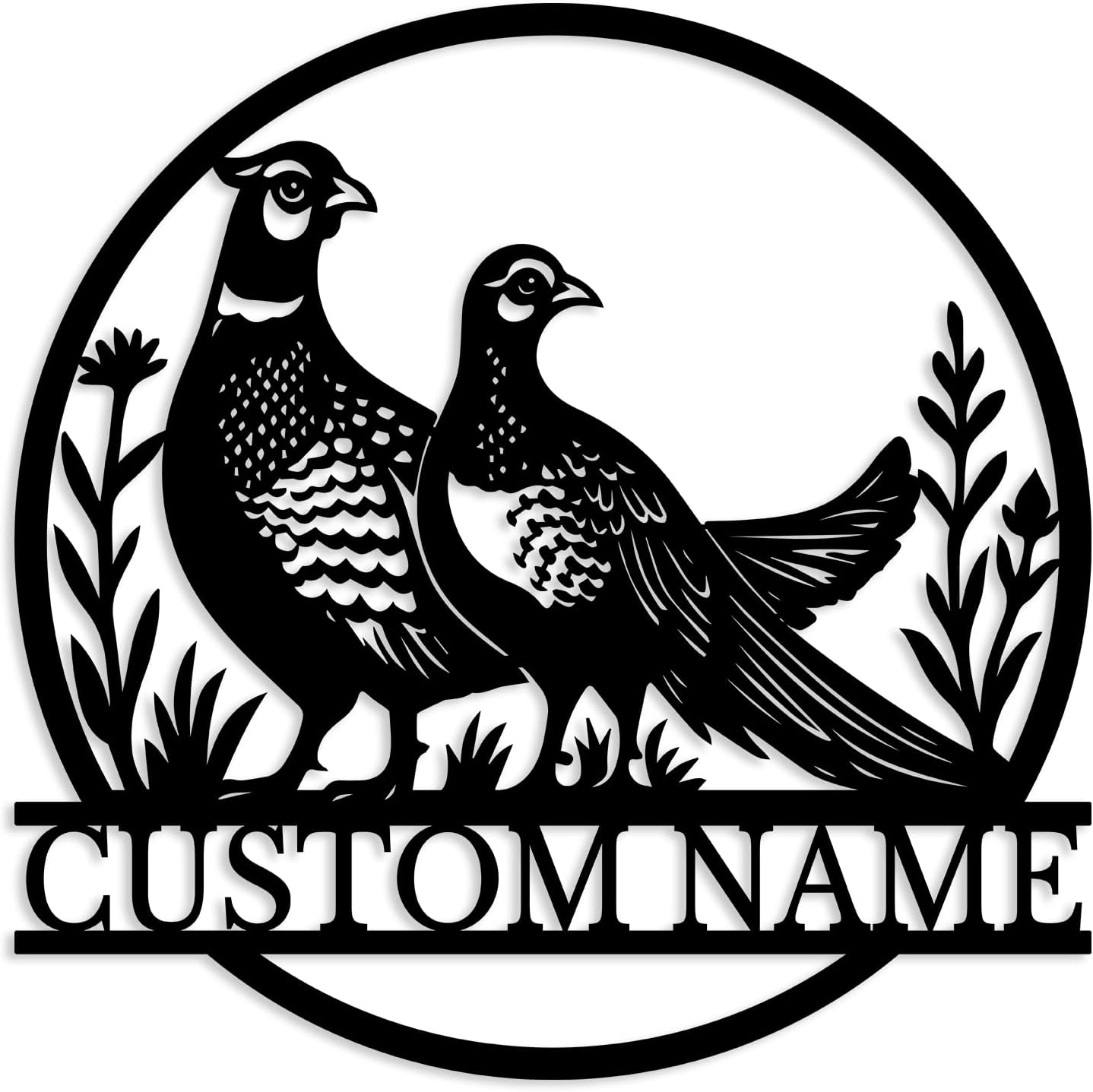 Custom Pheasant Metal Sign,Personalized Hunter Name Sign,Hunting Lodge Decor,Farmhouse Rustic Wall Art,Cabin House Number Address Plaque (Style-3)