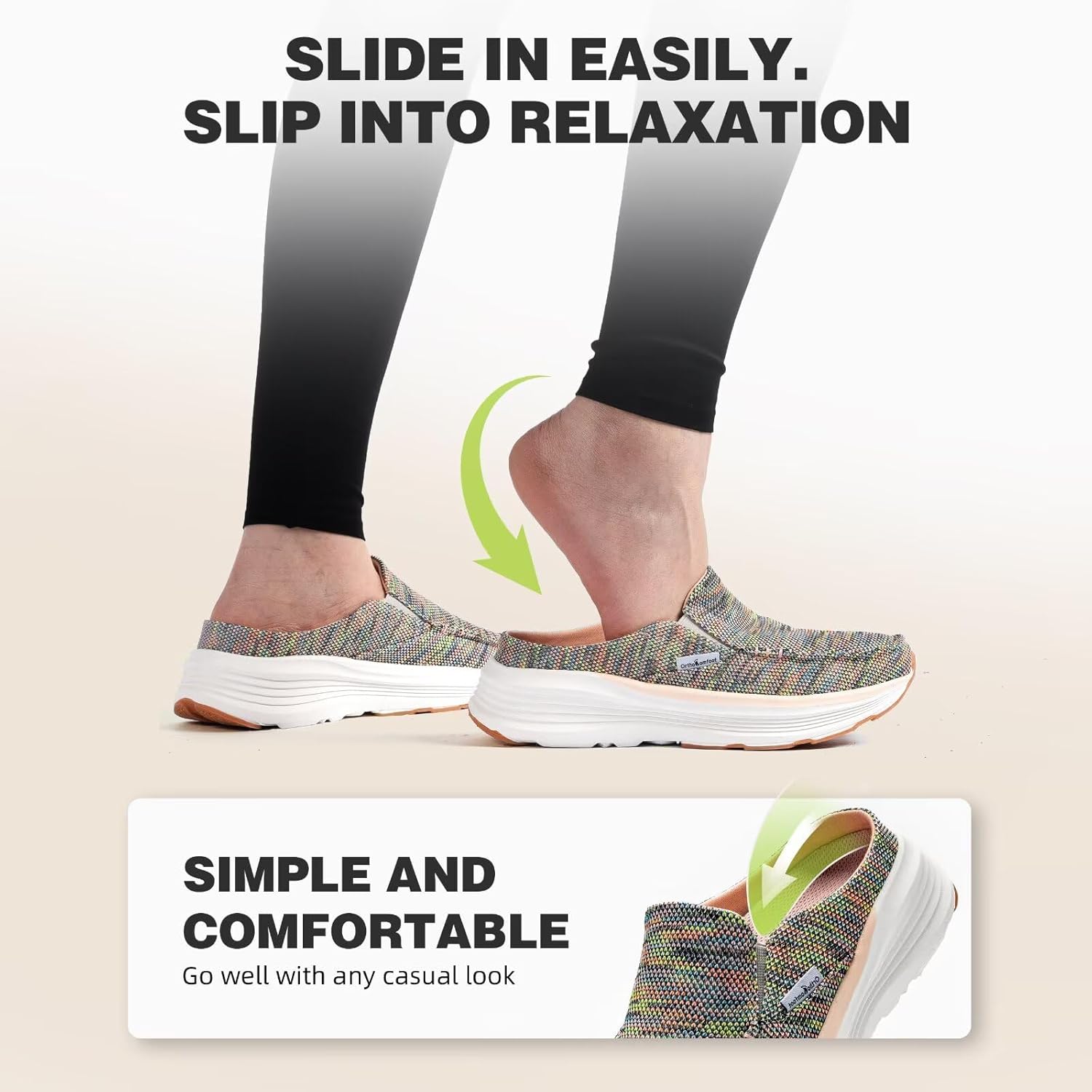 OrthoComfoot Women's Orthopedic Slip-On Loafers Walking Shoes: Comfortable Arch Suppor Slippers for Plantar Fasciitis, Casual Soft Orthotic Shoes for Foot and Heel Pain Relief - Image 3