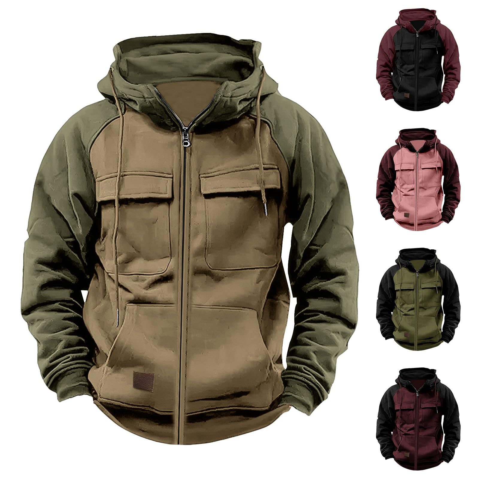Sudadera con capucha de manga larga con cremallera completa para
