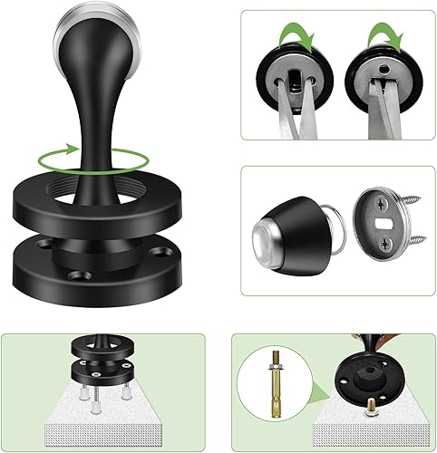 Miniatura 7 de Topes magnéticos para puerta, topes de puerta negros para la parte inferior de la puerta, montaje en pared, protector de pared magnético resistente,