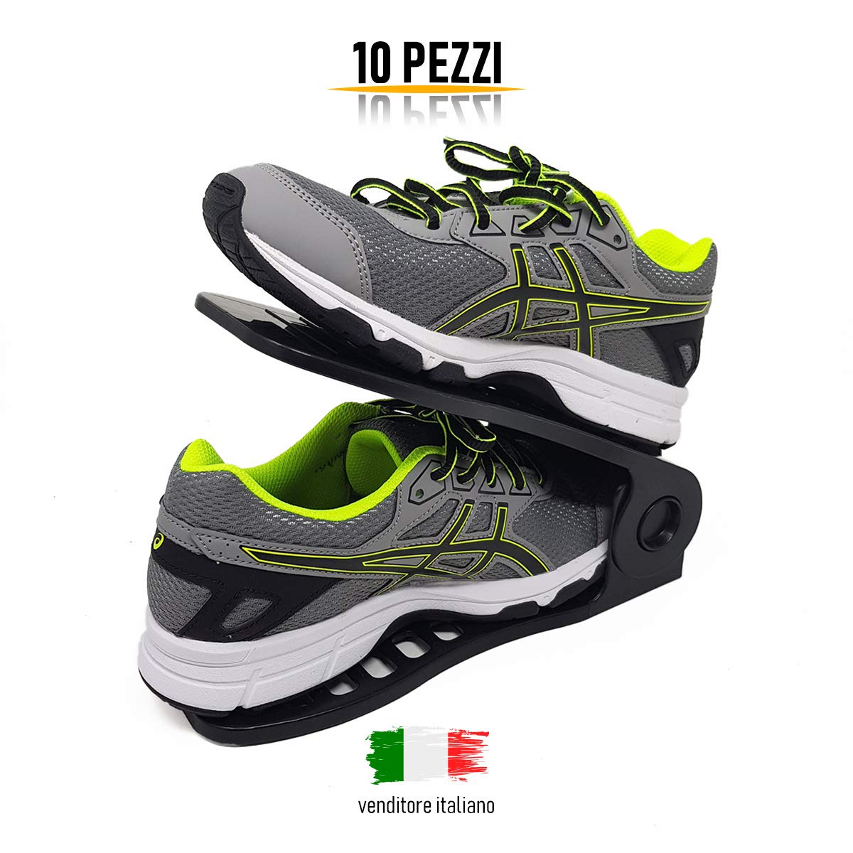 anape Portascarpe salvaspazio Regolabile 10 Pezzi Colore Nero in Plastica Resistente, Leggera e Regolabile in 4 Diverse Posizioni scarpiera salvaspazio Nuovo Articolo Portascarpe organizer armadio