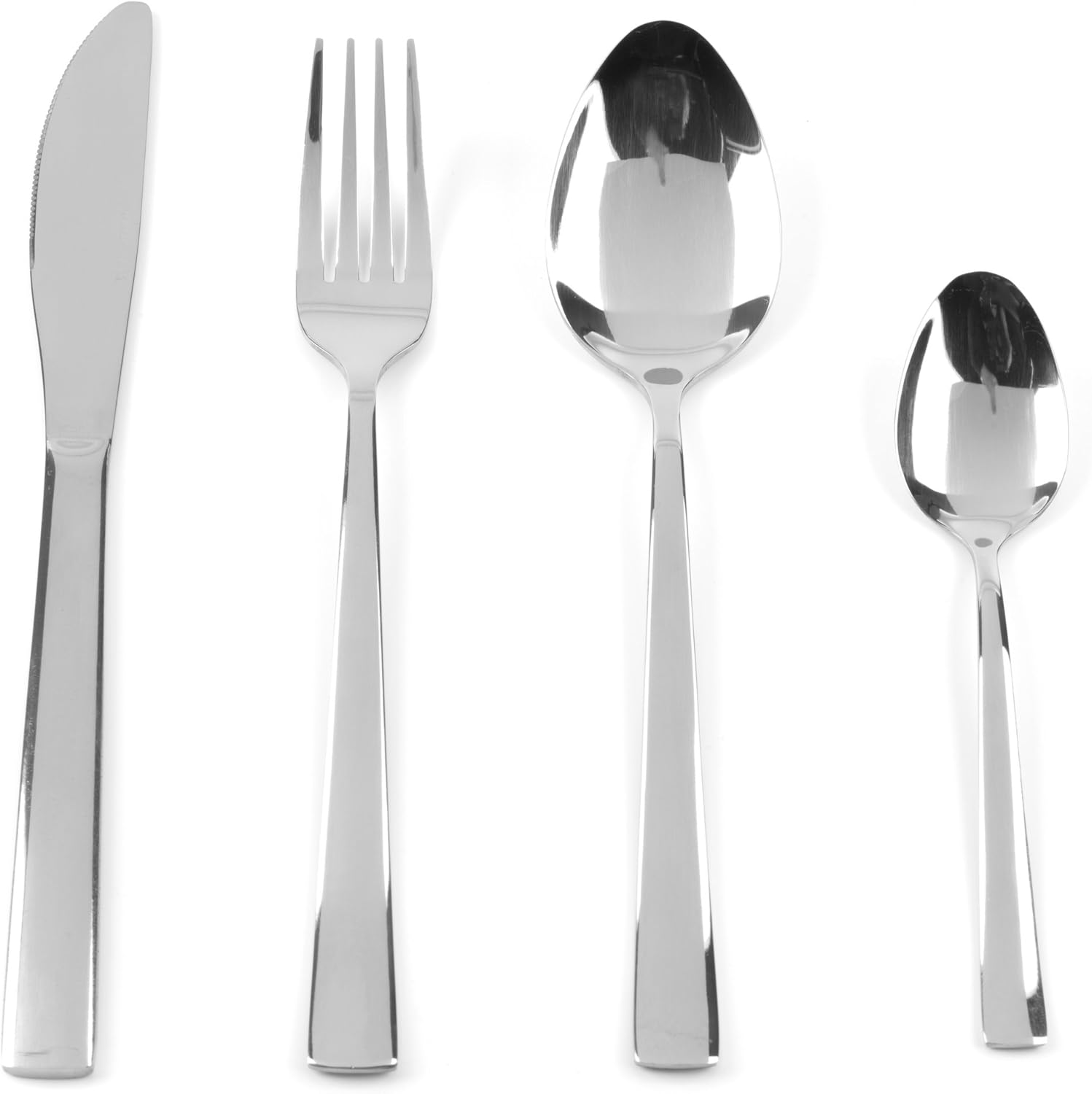 Progress Darwen Polished Kitchen Dining Cutlery Set, Stainless Steel Silver, 24