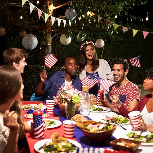 Miniatura 7 de SASTYBALE Mantel rectangular para el 4 de julio, 60 x 120 pulgadas, bandera de Estados Unidos, Día de la Independencia, patriótico, tela de