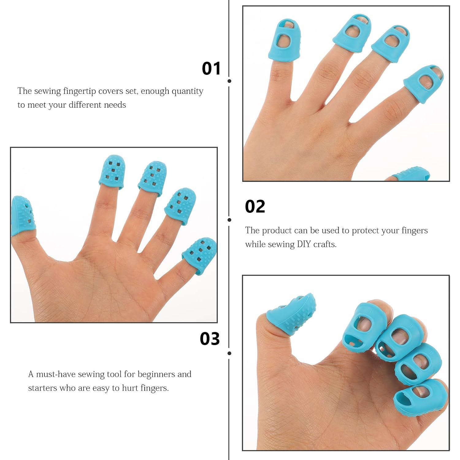 10pcs Silicone Embroidery Nail Protectors Durable Finger Covers for Sewing Lightweight and Non-slip Thimbles Essential Tool for Beginners and Diy Crafts