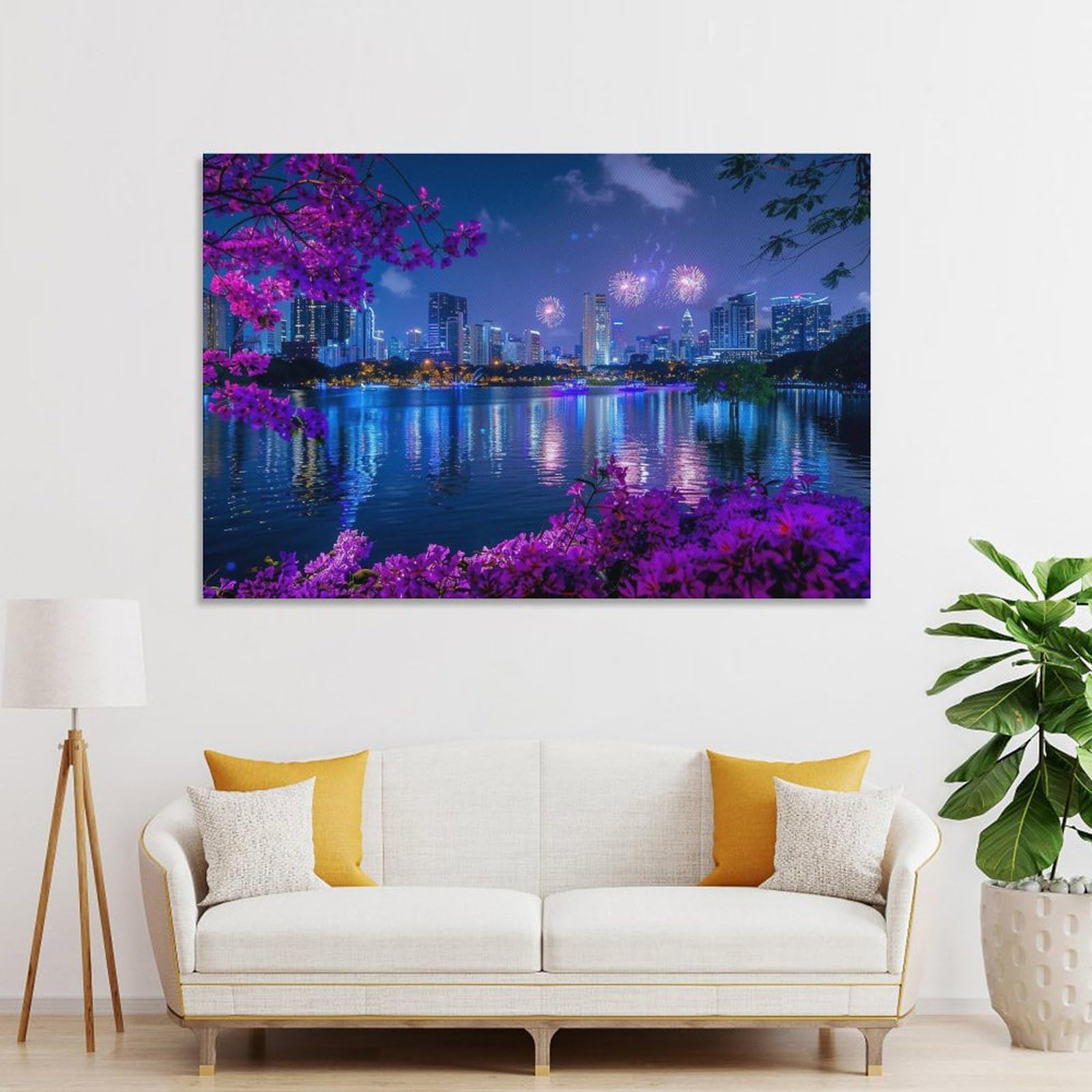 Amazon.co.jp: 絵画 華やかな都会の夜景 アートパネル ポスター 魅力的