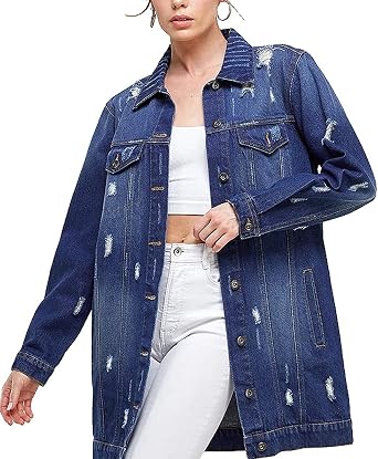 Amazon.com: Vkwear - Chaqueta vaquera para mujer, de gran tamaño, informal,  de algodón, con botones, XL : Ropa, Zapatos y Joyería
