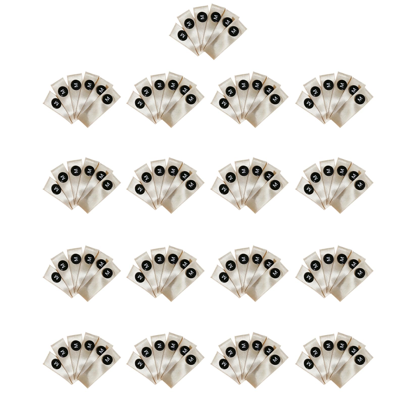 Mekalero 100Pcs Cloth Size Labels Quick Attachment Washable Fabric Size Labels for Boutiques Wardrobe Organization Washable Fabric