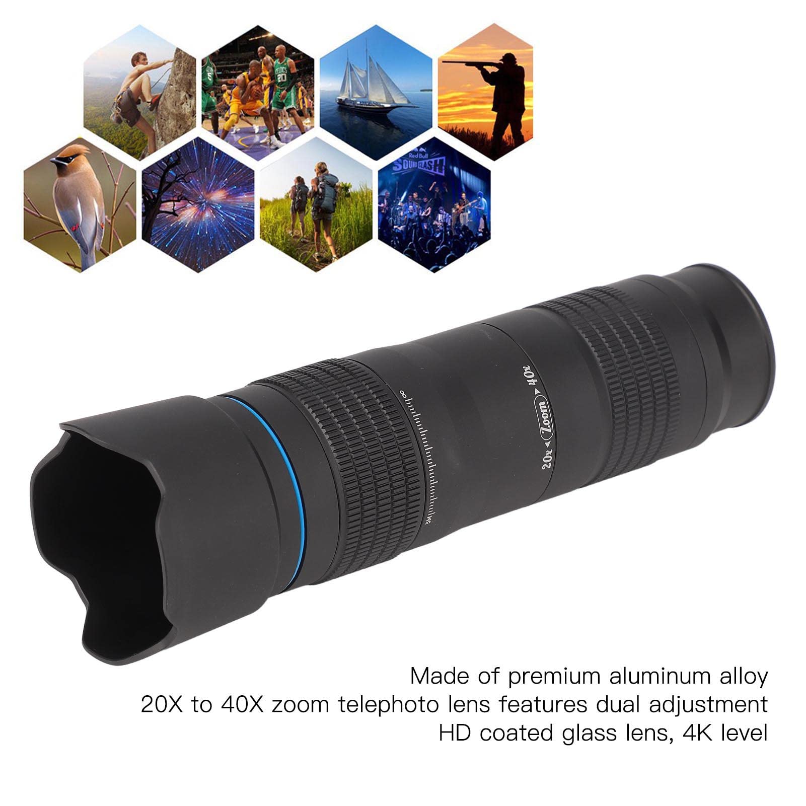 Cell Phone Camera Lens Kit,Universal HD 20-40X Zoom Lens with