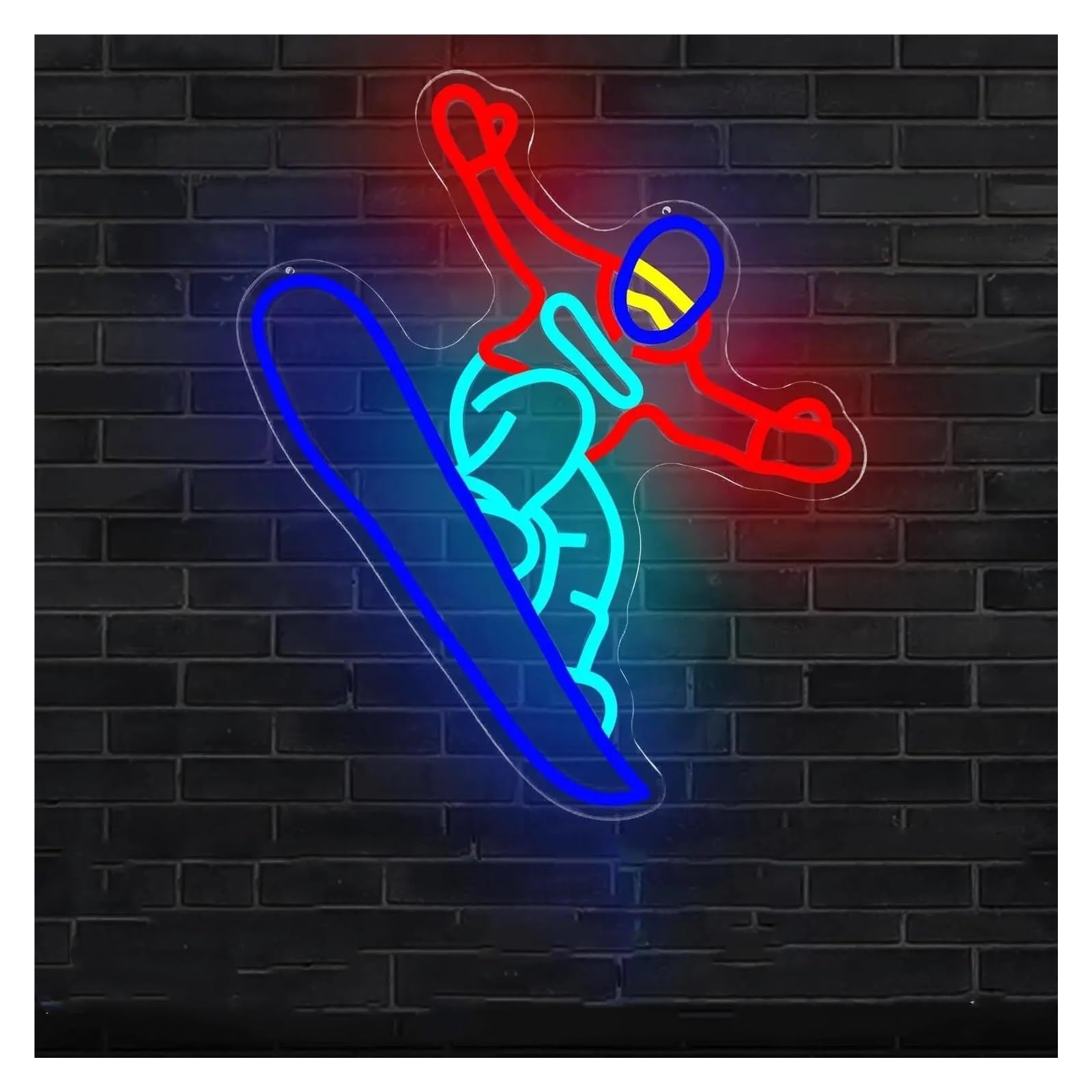 Insegna al Neon Insegna Al Neon Per Sci Dimmerabile | Luce LED Alimentata Tramite USB Per Club Sportivi, Sala Giochi, Camera Da Letto, Decorazioni 38cmx32cm