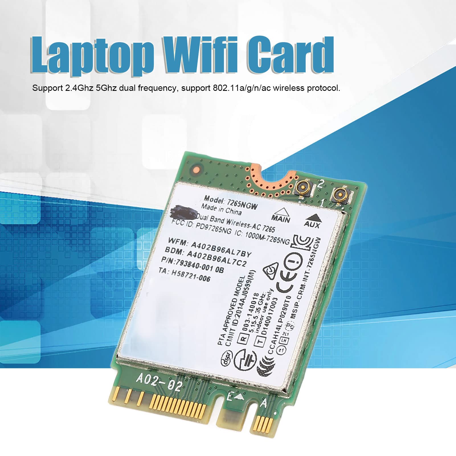 Scheda WiFi E Bluetooth 4.2 NGFF M.2 Per PC Lenovo - Sostituta Intel 8265AC, Dual Band 2.4G/5G