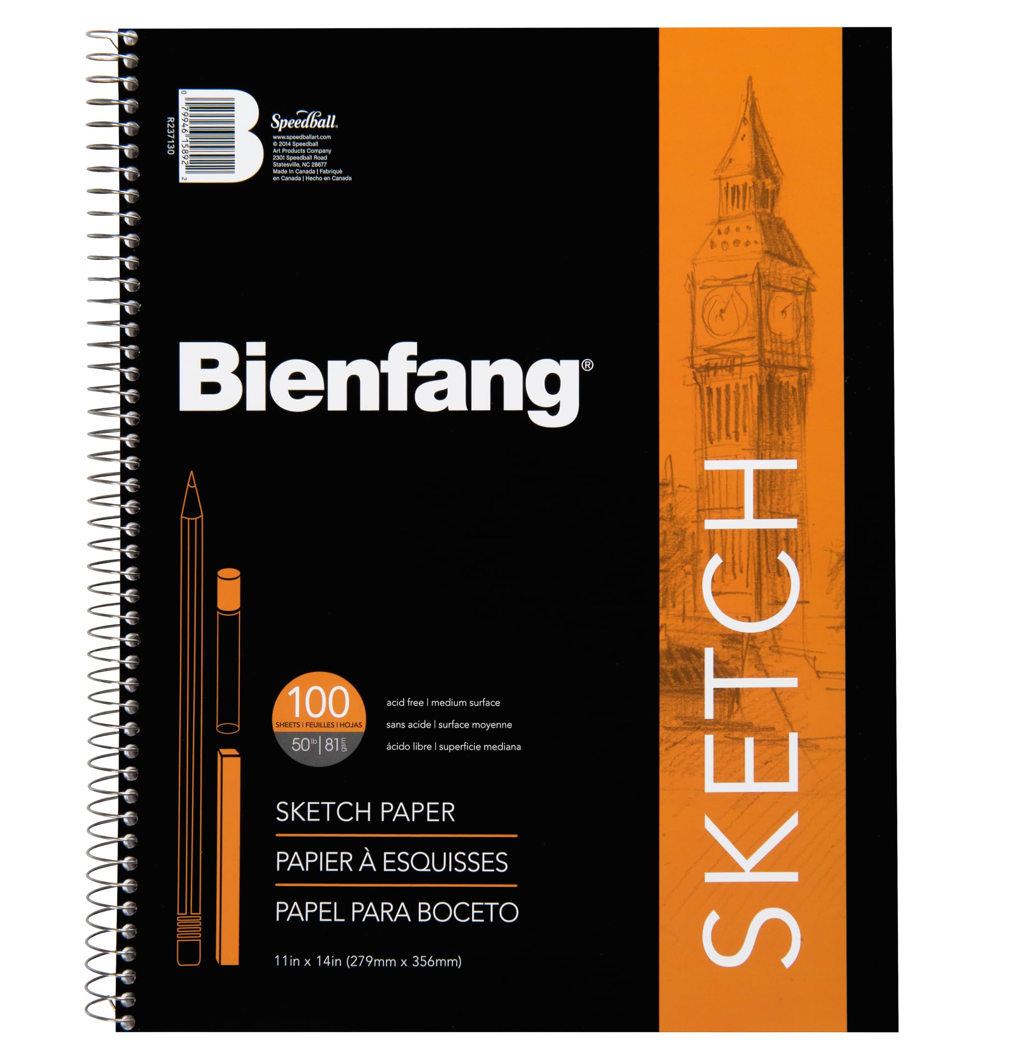 PAPAnページ Bienfang Sketch Pad 11x14 Inch, 100 Sheets of 60lb 90gsm Art