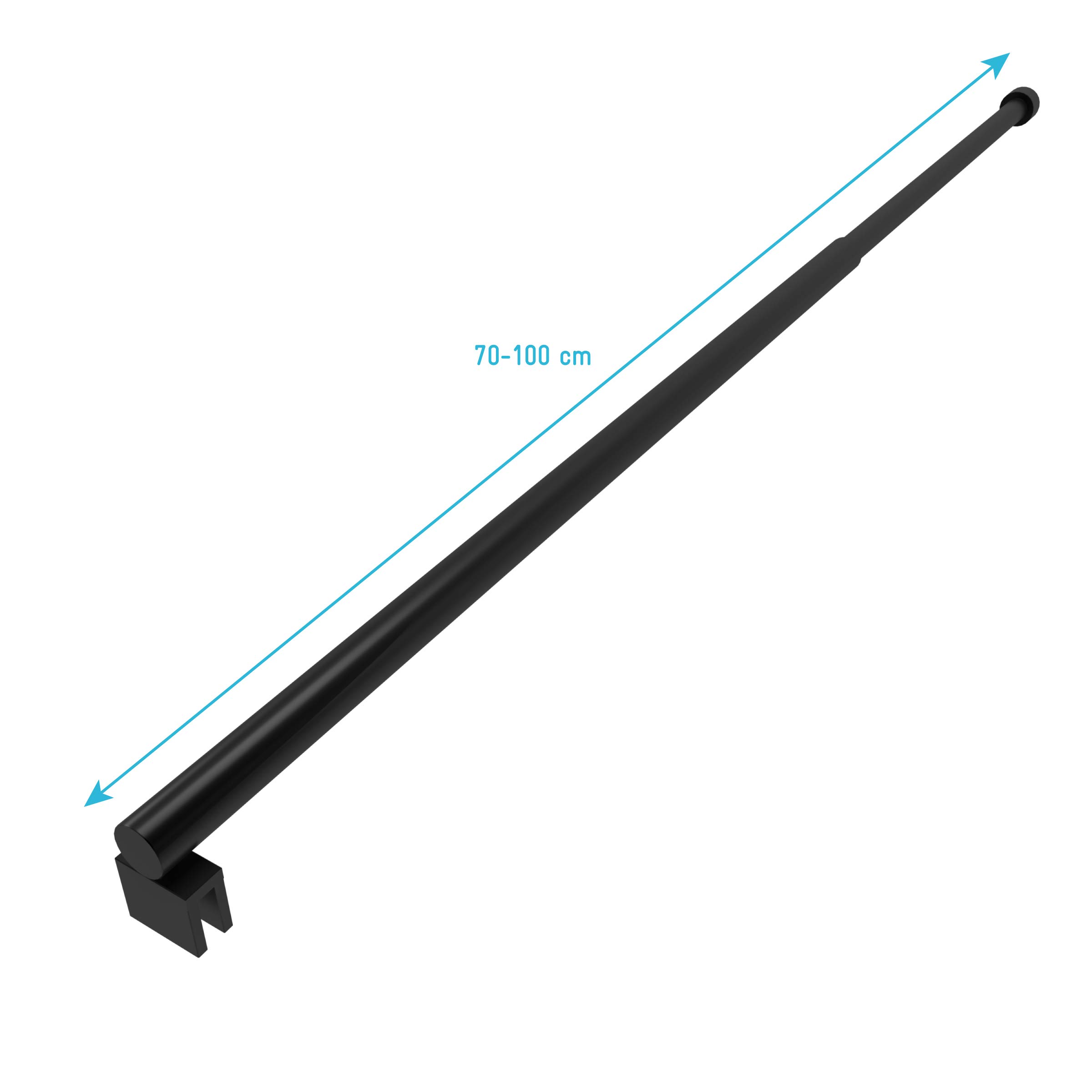 AURLANE Barre de Fixation Extensible 70-100cm Noir Mat pour Douche a l'italienne - Fixation Murale