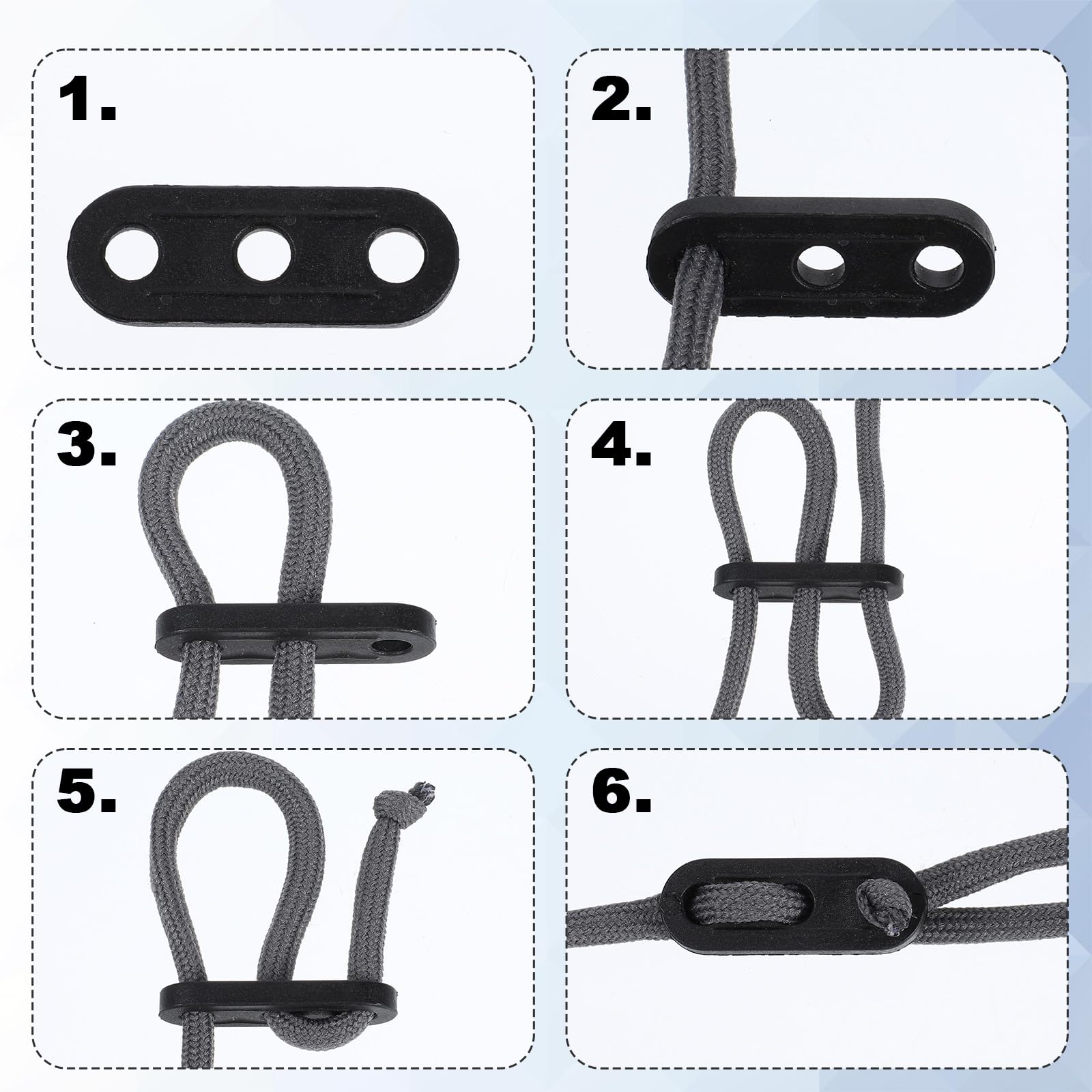 Rope Tightener, 30 PCS Tent Rope Tensioners Plastic Cord Tensioners Tent Wind Ropes Buckle Fasteners 3 Hole Paracord Tensioner Ropes Adjuster for Camping Hiking Picnic Outdoor Activities, Black : Sports & Outdoors