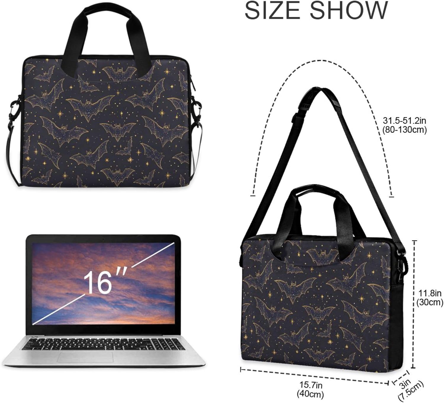 MNSRUU Laptop Bag for 16 15.6 inch Pink Black Star