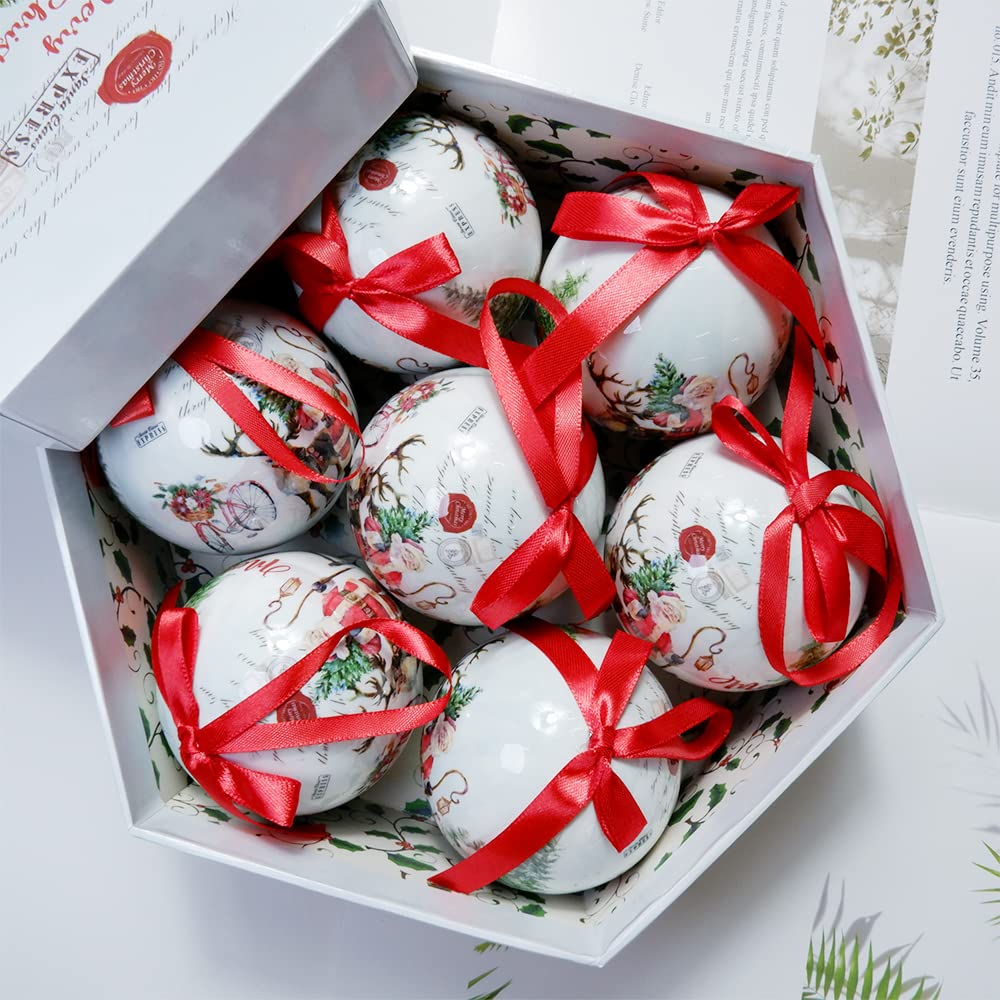 16 Palline Di Natale Bianco 60mm In Schiuma Infrangibile: Decorazioni Leggere Per Albero Con Paillettes, Set Di Ornamenti - 2