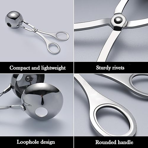 Miniatura 3 de 2 bolas de carne de acero inoxidable para hacer albóndigas de bola de albóndigas antiadherentes con asas antideslizantes desmontables, máquina de