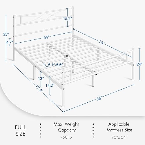Miniatura 36 de Yaheetech Base de cama de metal tamaño matrimonial, base de cama de plataforma, base de colchón con cabecera y estribo de diseño curvo, no necesita