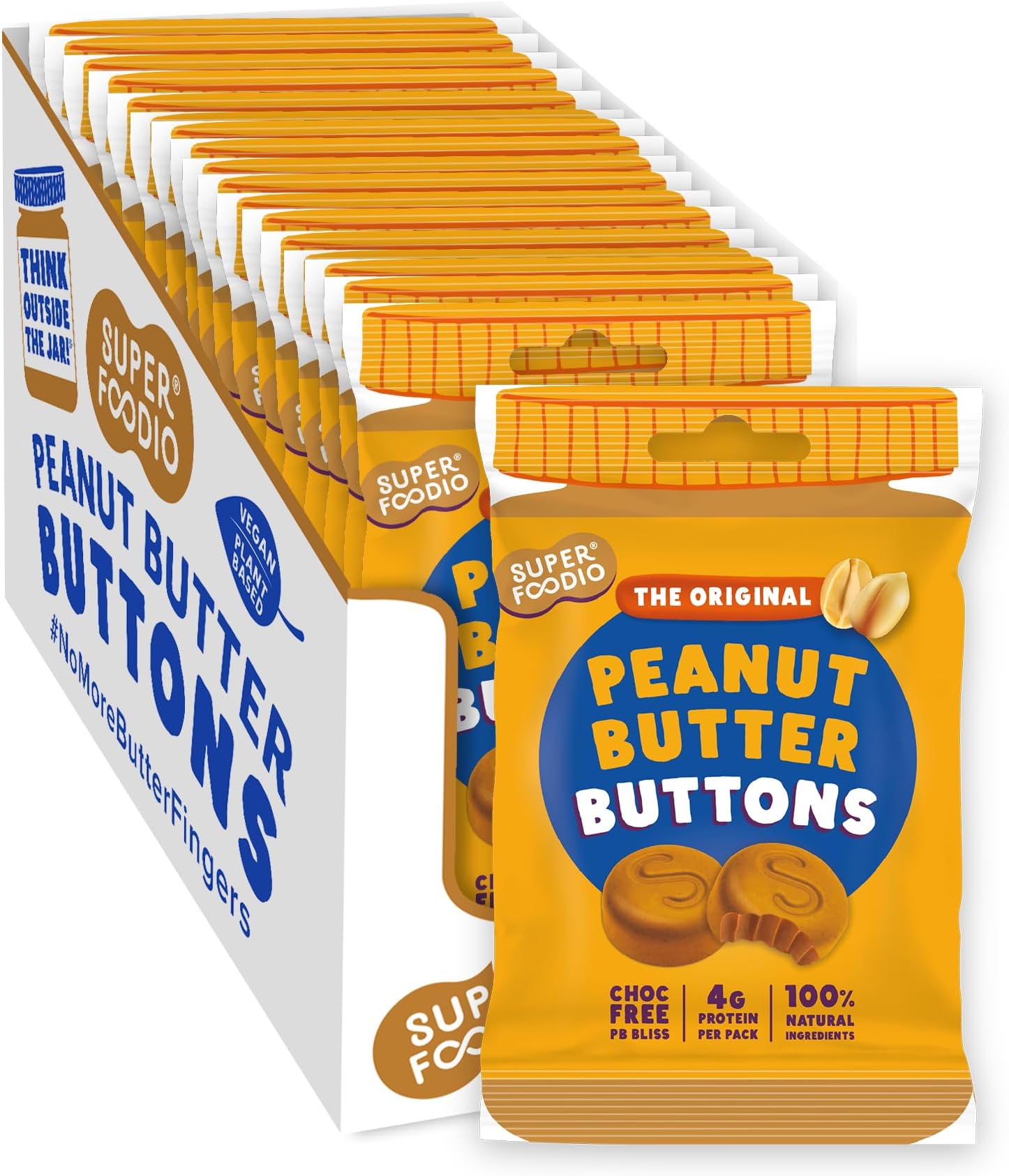 – Peanut Butter Buttons | Original Flavour | Vegan & Low Carb | All-Natural | Protein | No Refined Sugar (20g x15 Packs)